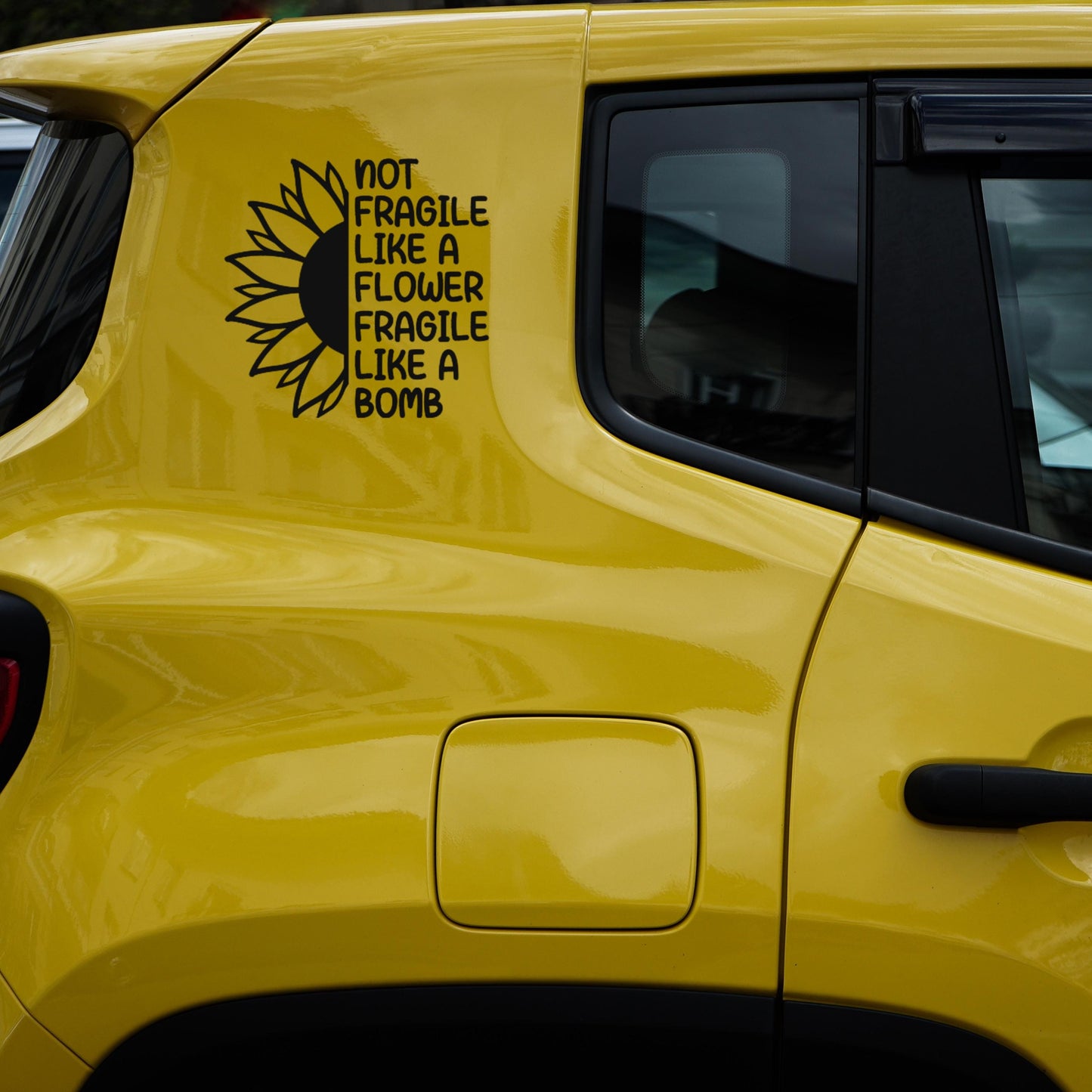 Fragile Like A Bomb Sunflower Vinyl Sticker Car Decal, Sassy Decal for Phone, Cute Laptop Decal, Water Bottles, Notebooks, Mugs, Journals