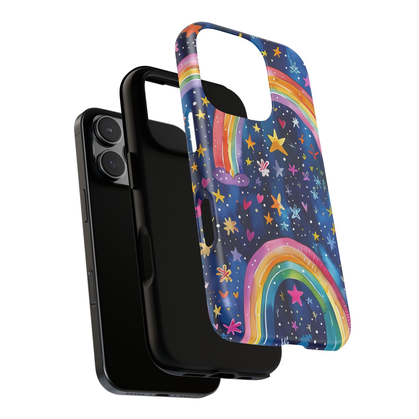 Colorful Rainbow Dreams - Psychedelic Stars Tough Phone Case for iPhone 16, 15, 14, 13, & 12 - Durable Protection