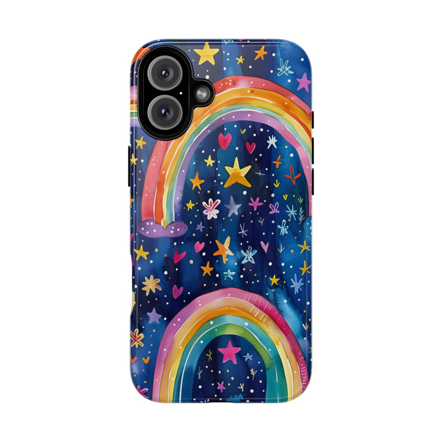 Colorful Rainbow Dreams - Psychedelic Stars Tough Phone Case for iPhone 16, 15, 14, 13, & 12 - Durable Protection