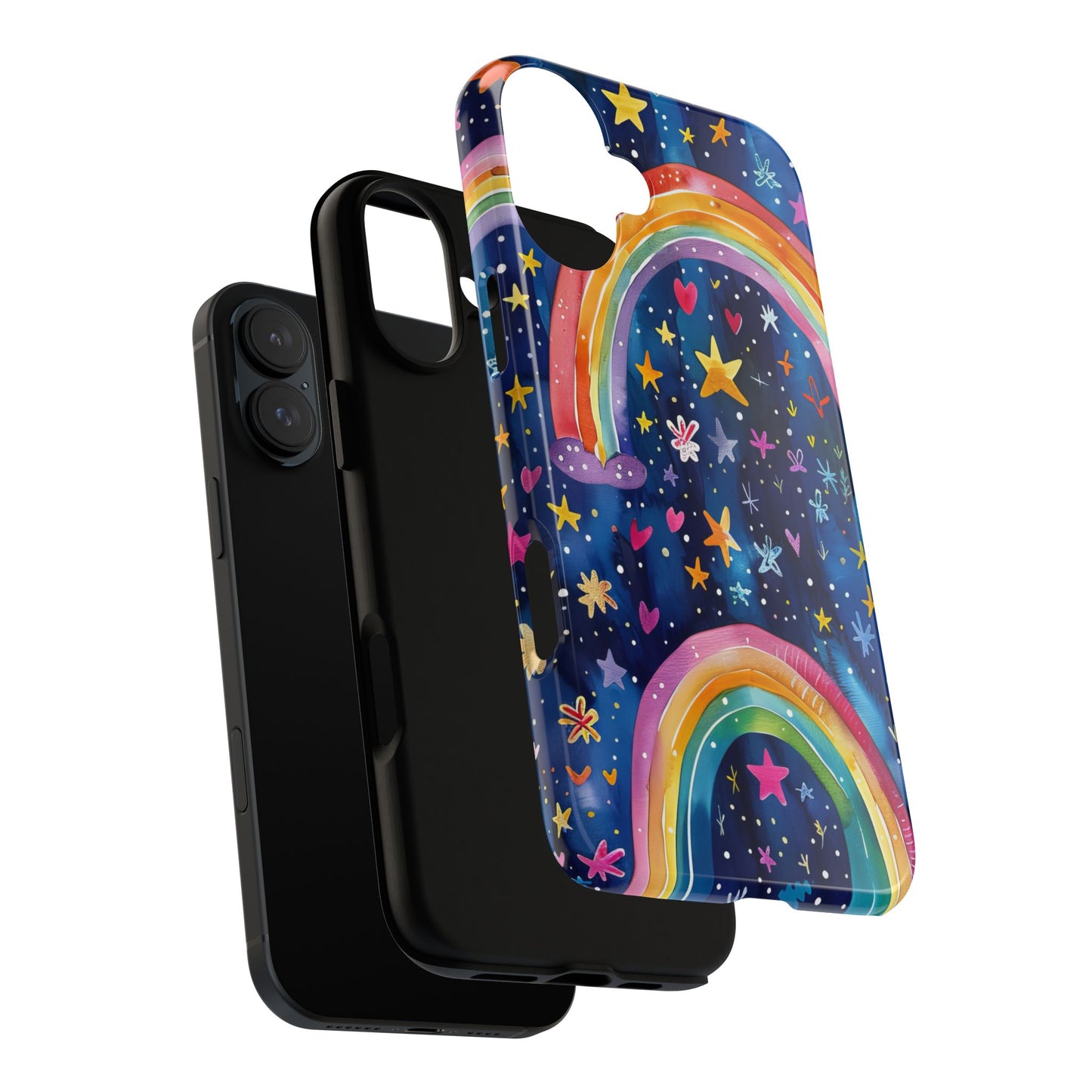 Colorful Rainbow Dreams - Psychedelic Stars Tough Phone Case for iPhone 16, 15, 14, 13, & 12 - Durable Protection