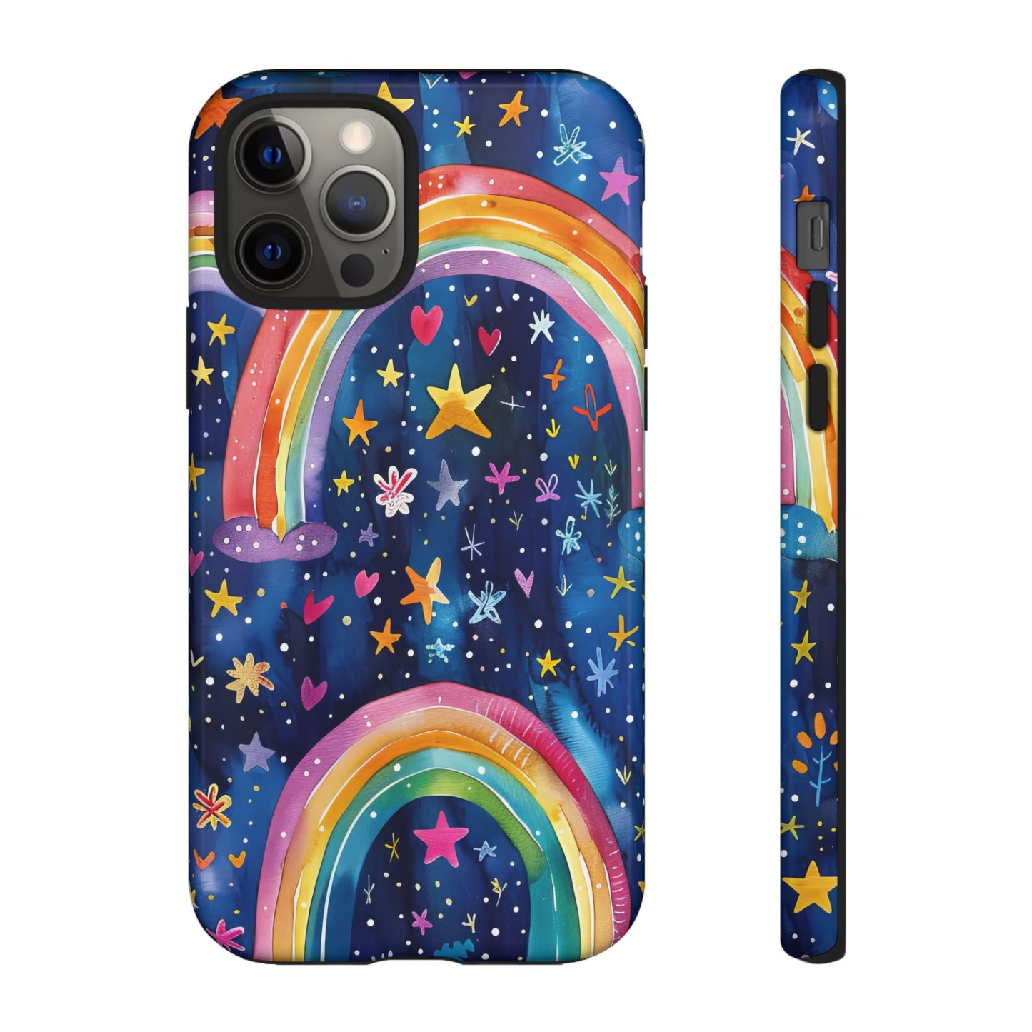 Colorful Rainbow Dreams - Psychedelic Stars Tough Phone Case for iPhone 16, 15, 14, 13, & 12 - Durable Protection