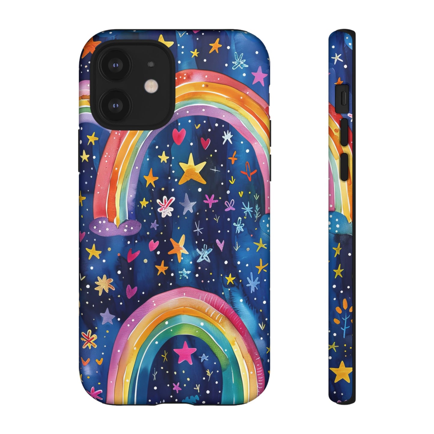 Colorful Rainbow Dreams - Psychedelic Stars Tough Phone Case for iPhone 16, 15, 14, 13, & 12 - Durable Protection