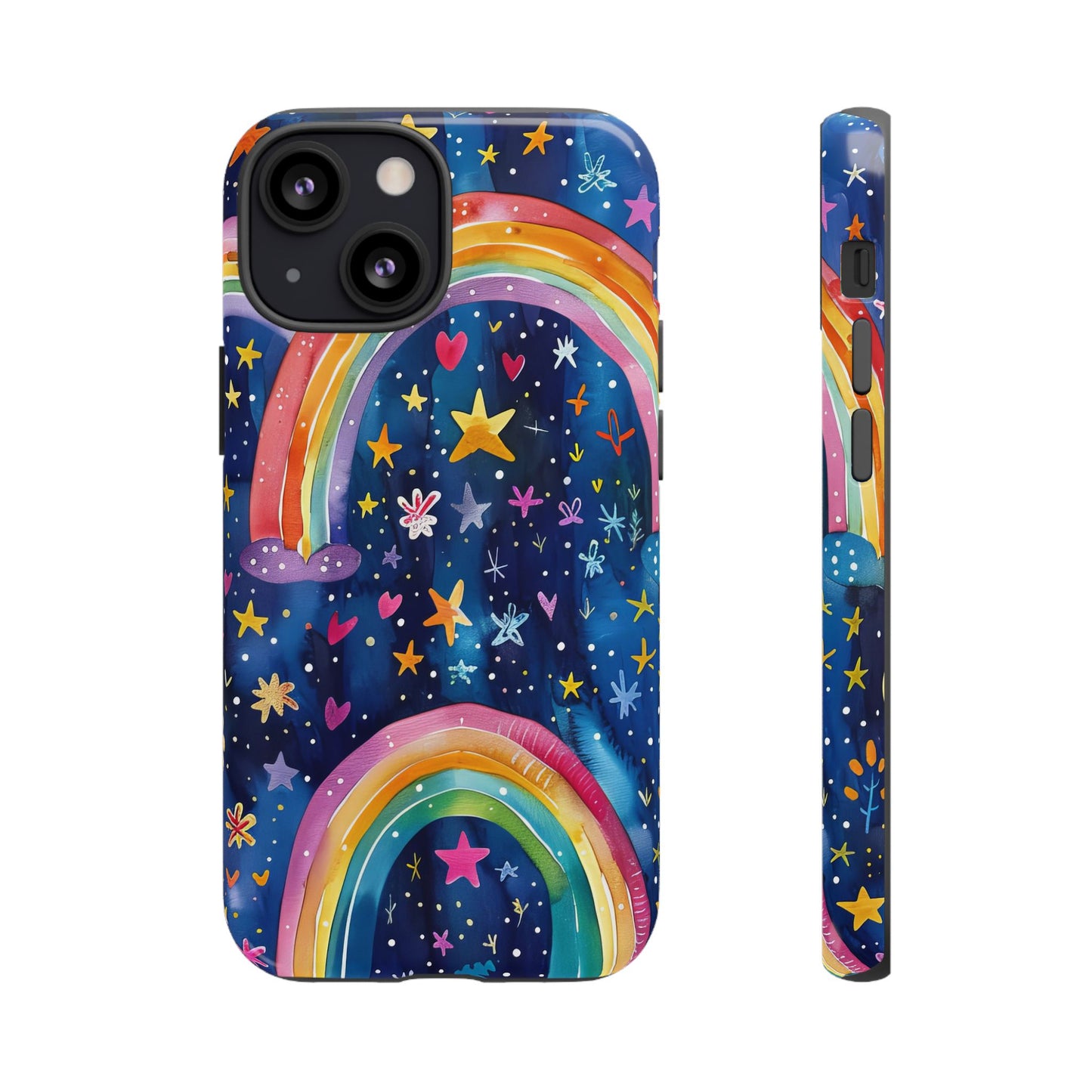 Colorful Rainbow Dreams - Psychedelic Stars Tough Phone Case for iPhone 16, 15, 14, 13, & 12 - Durable Protection