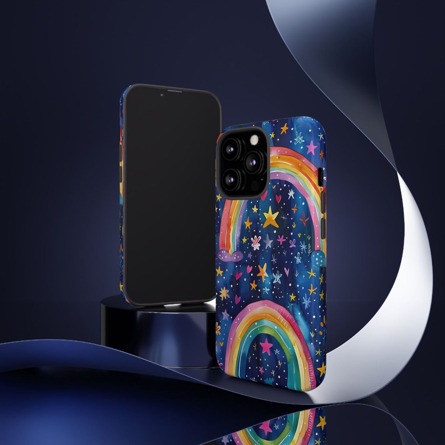 Colorful Rainbow Dreams - Psychedelic Stars Tough Phone Case for iPhone 16, 15, 14, 13, & 12 - Durable Protection
