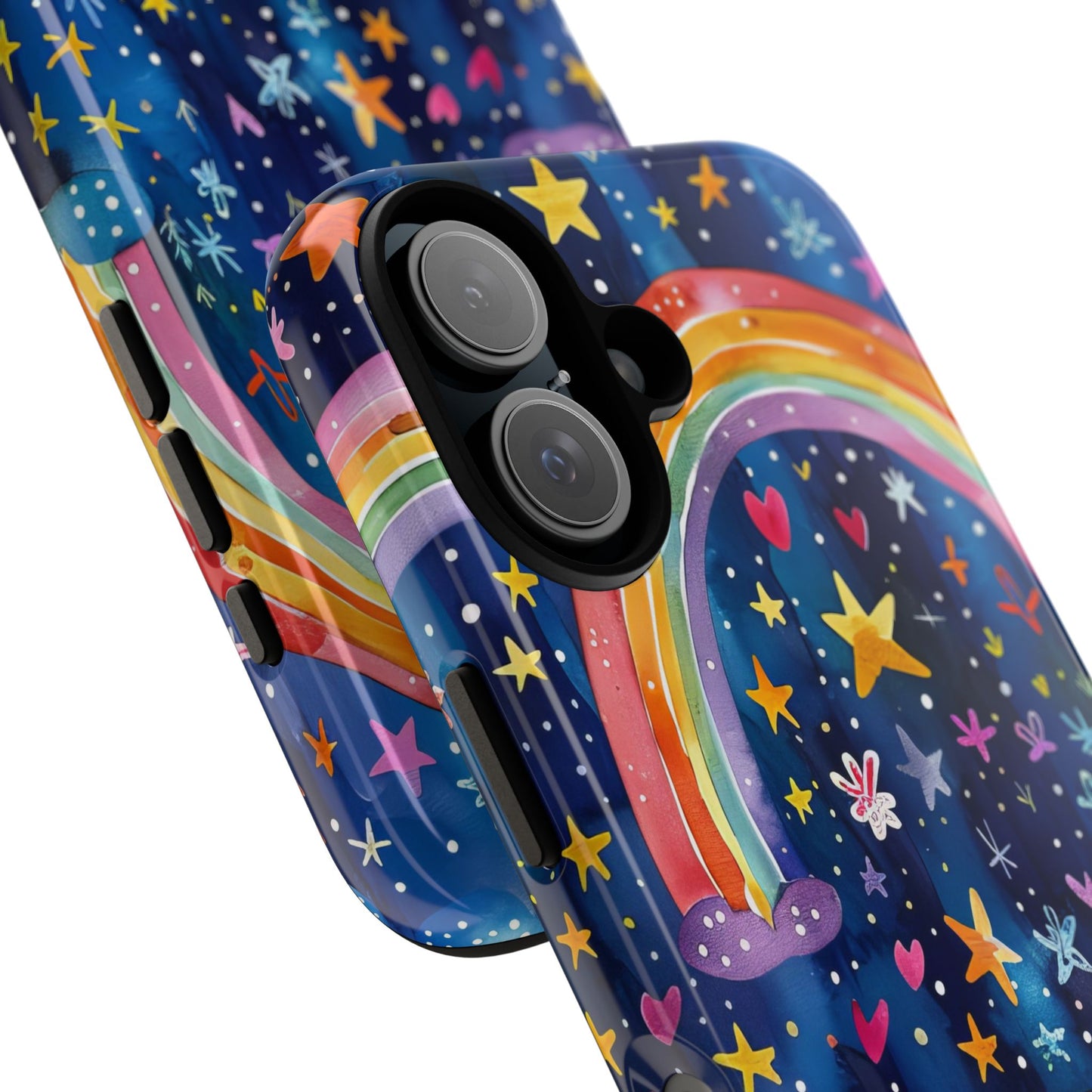 Colorful Rainbow Dreams - Psychedelic Stars Tough Phone Case for iPhone 16, 15, 14, 13, & 12 - Durable Protection