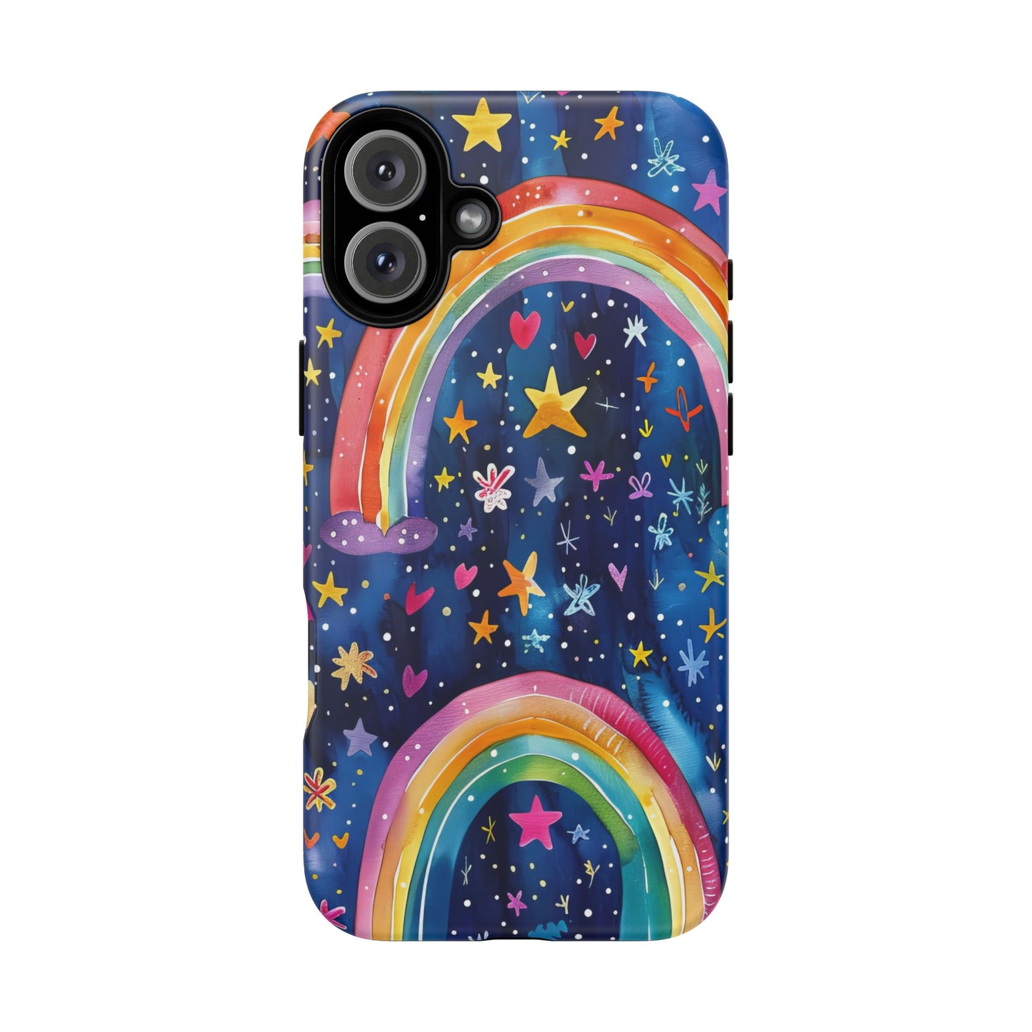 Colorful Rainbow Dreams - Psychedelic Stars Tough Phone Case for iPhone 16, 15, 14, 13, & 12 - Durable Protection