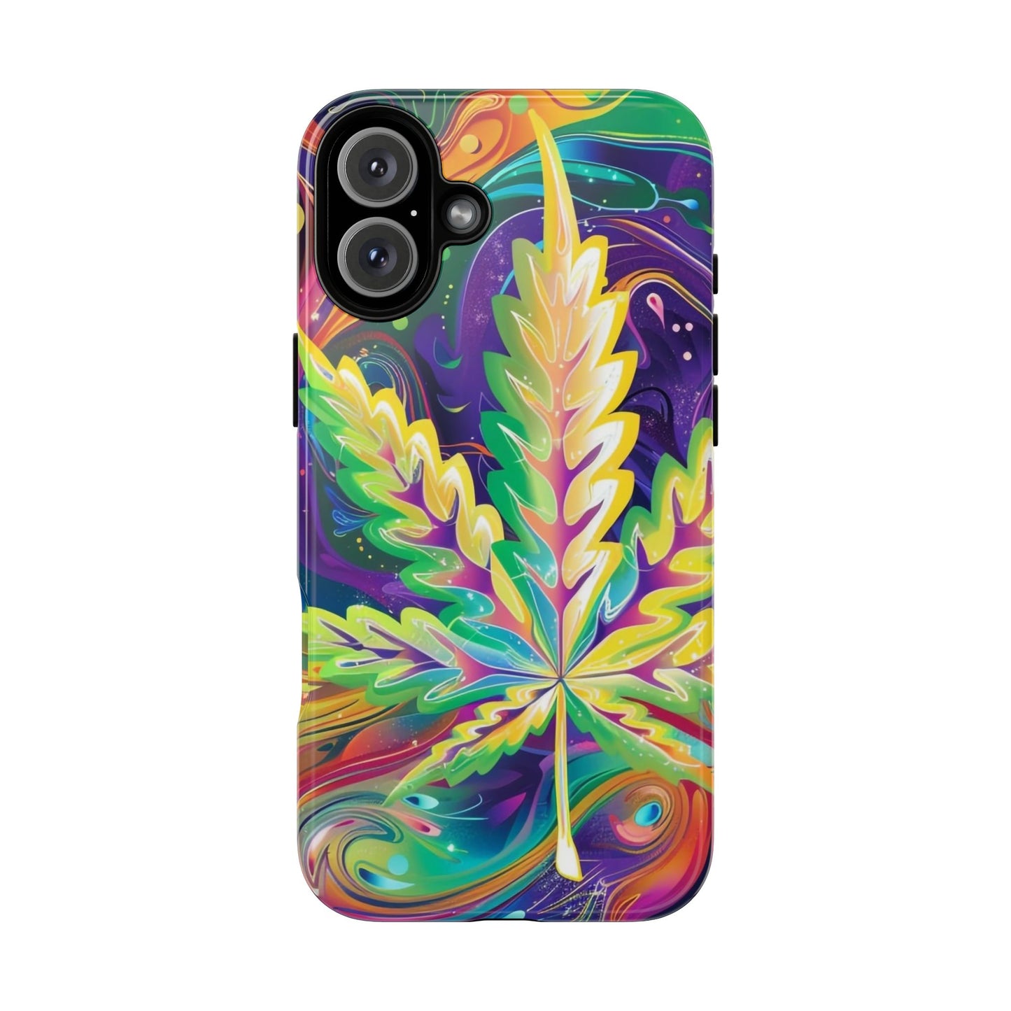 Trippy Weed Tough Phone Case for iPhone 16, 15, 14, & 13 – Psychedelic Vibes & Durable Protection