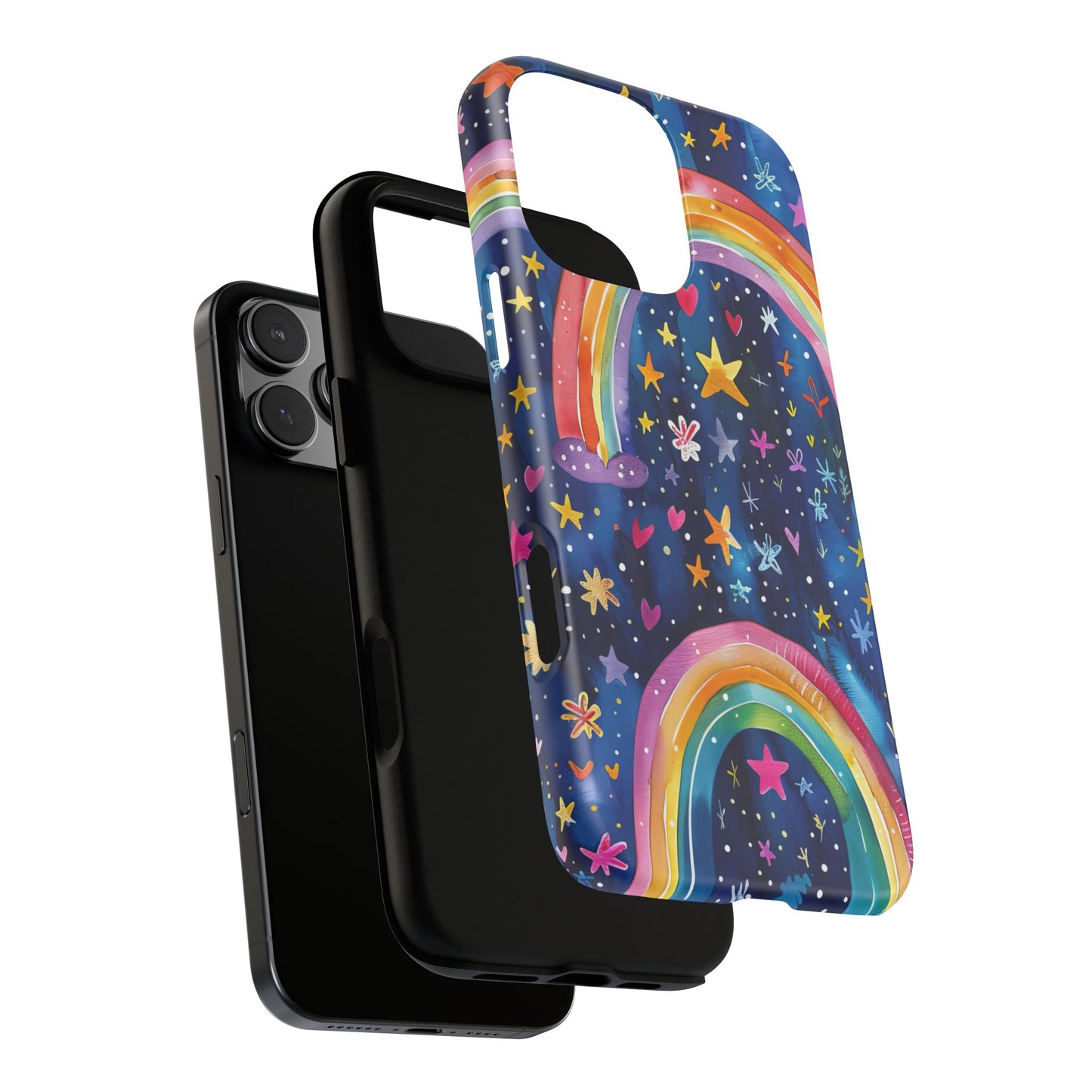 Colorful Rainbow Dreams - Psychedelic Stars Tough Phone Case for iPhone 16, 15, 14, 13, & 12 - Durable Protection