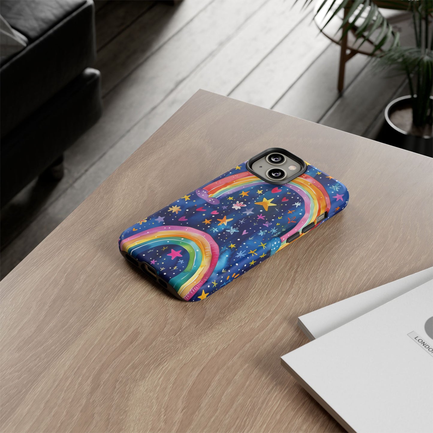 Colorful Rainbow Dreams - Psychedelic Stars Tough Phone Case for iPhone 16, 15, 14, 13, & 12 - Durable Protection