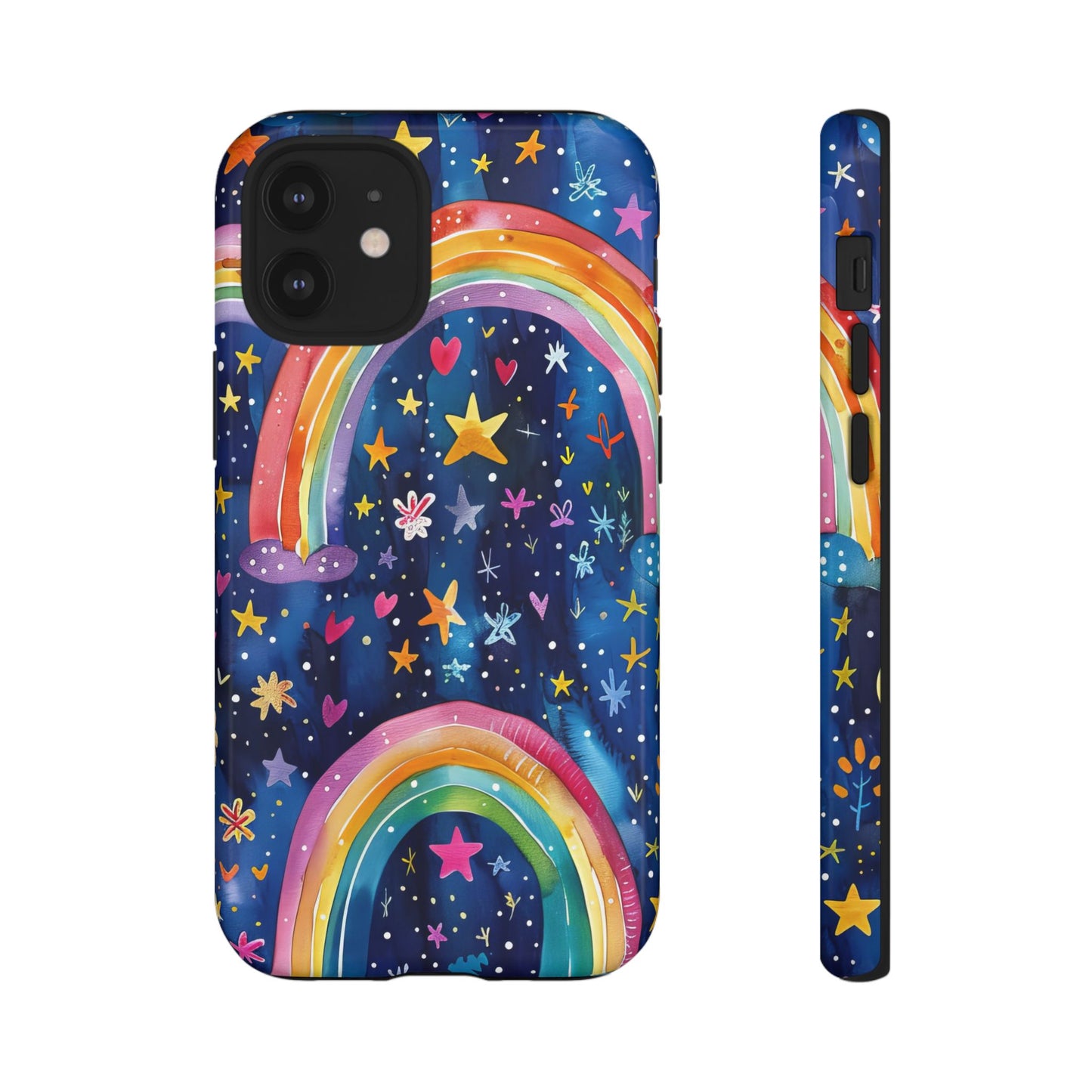 Colorful Rainbow Dreams - Psychedelic Stars Tough Phone Case for iPhone 16, 15, 14, 13, & 12 - Durable Protection