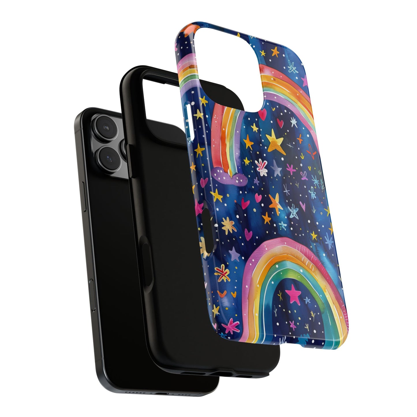 Colorful Rainbow Dreams - Psychedelic Stars Tough Phone Case for iPhone 16, 15, 14, 13, & 12 - Durable Protection