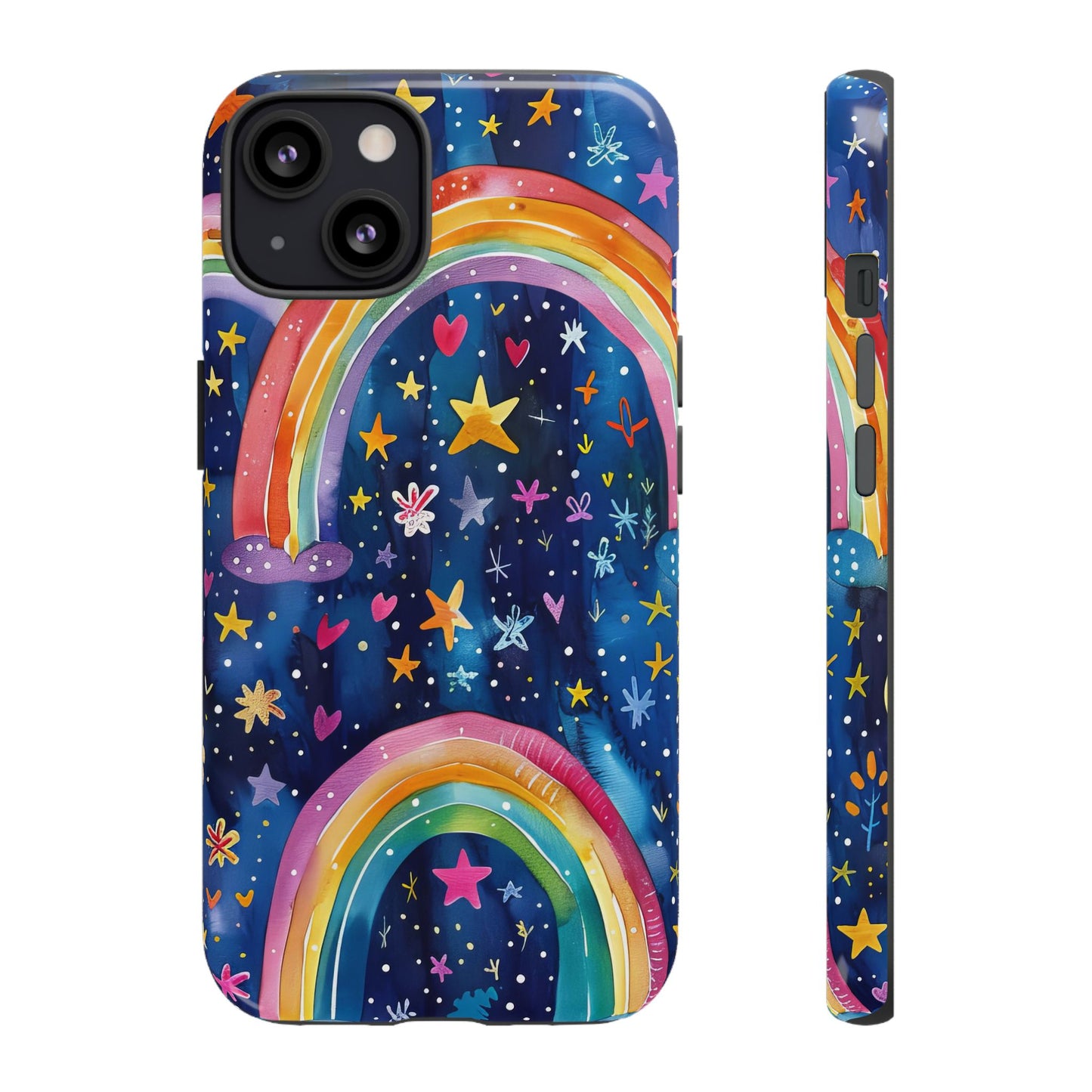 Colorful Rainbow Dreams - Psychedelic Stars Tough Phone Case for iPhone 16, 15, 14, 13, & 12 - Durable Protection