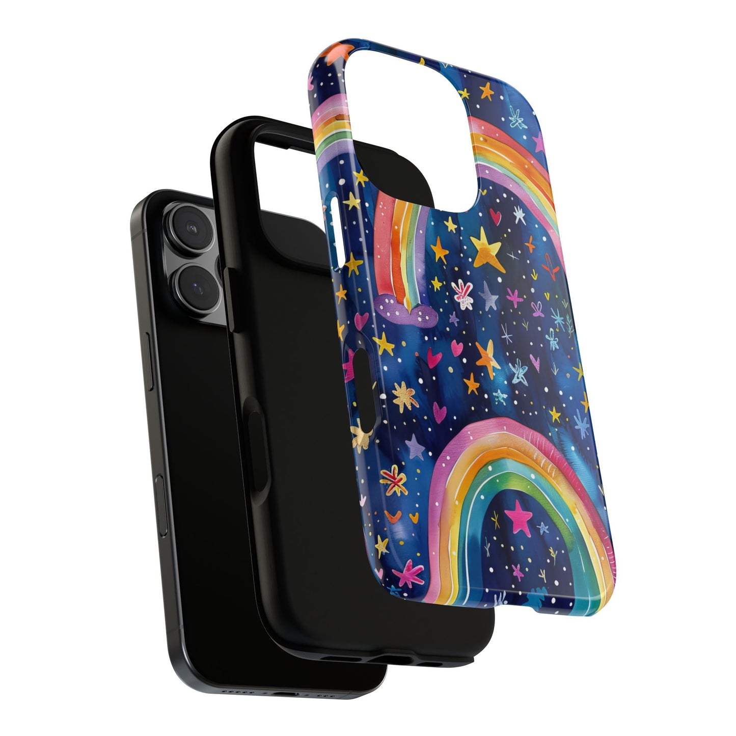 Colorful Rainbow Dreams - Psychedelic Stars Tough Phone Case for iPhone 16, 15, 14, 13, & 12 - Durable Protection