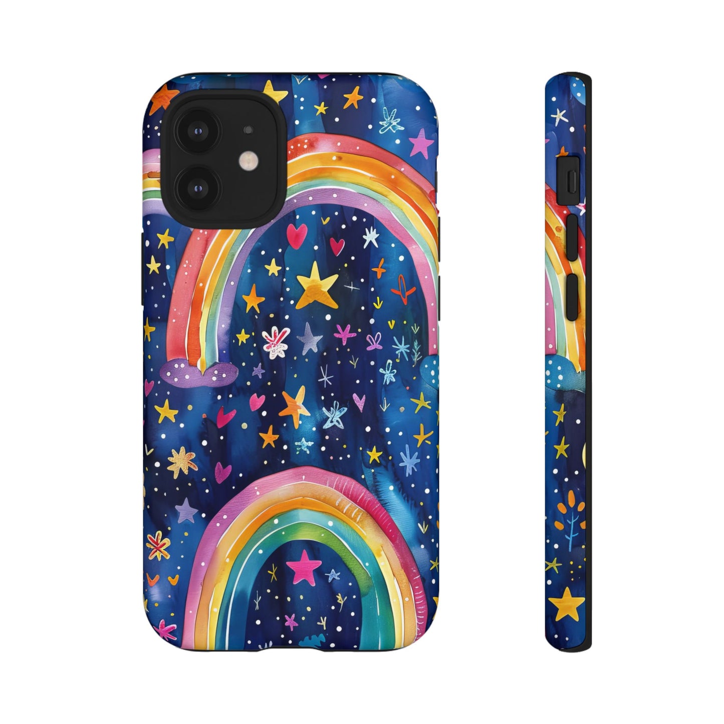 Colorful Rainbow Dreams - Psychedelic Stars Tough Phone Case for iPhone 16, 15, 14, 13, & 12 - Durable Protection