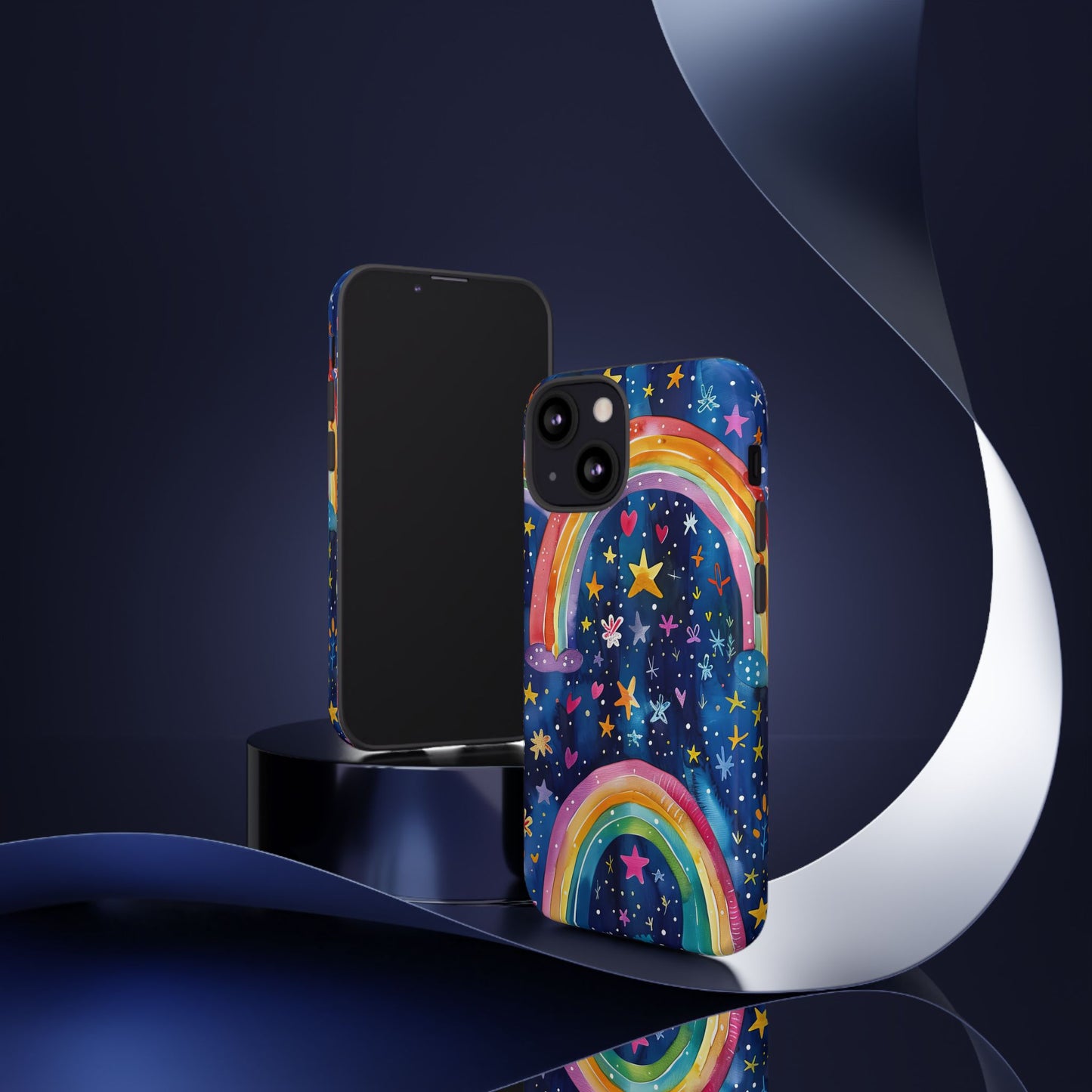 Colorful Rainbow Dreams - Psychedelic Stars Tough Phone Case for iPhone 16, 15, 14, 13, & 12 - Durable Protection