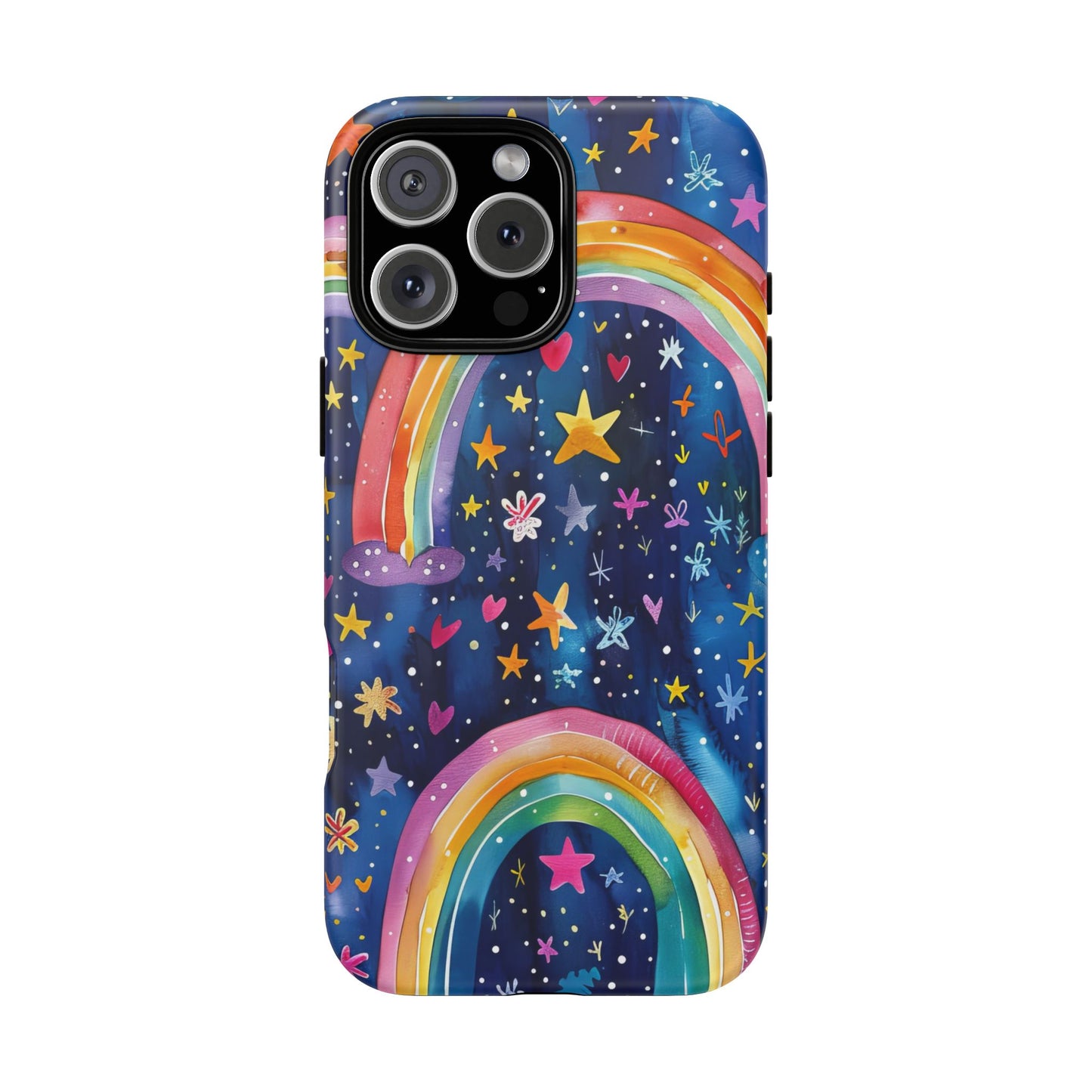 Colorful Rainbow Dreams - Psychedelic Stars Tough Phone Case for iPhone 16, 15, 14, 13, & 12 - Durable Protection