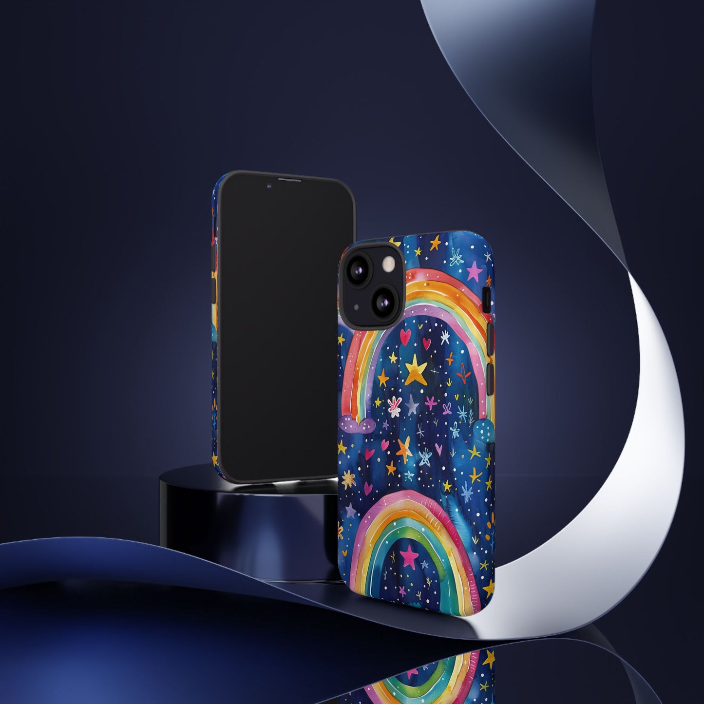 Colorful Rainbow Dreams - Psychedelic Stars Tough Phone Case for iPhone 16, 15, 14, 13, & 12 - Durable Protection