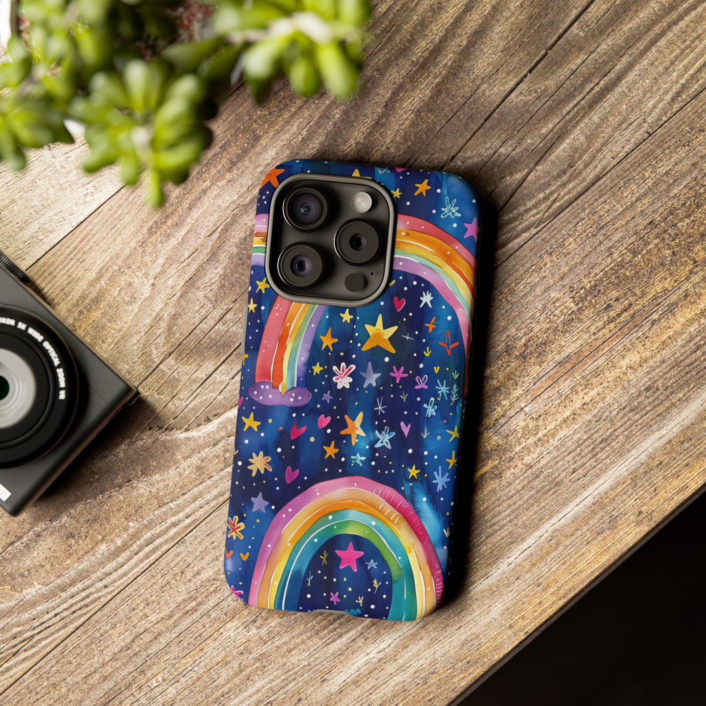 Colorful Rainbow Dreams - Psychedelic Stars Tough Phone Case for iPhone 16, 15, 14, 13, & 12 - Durable Protection