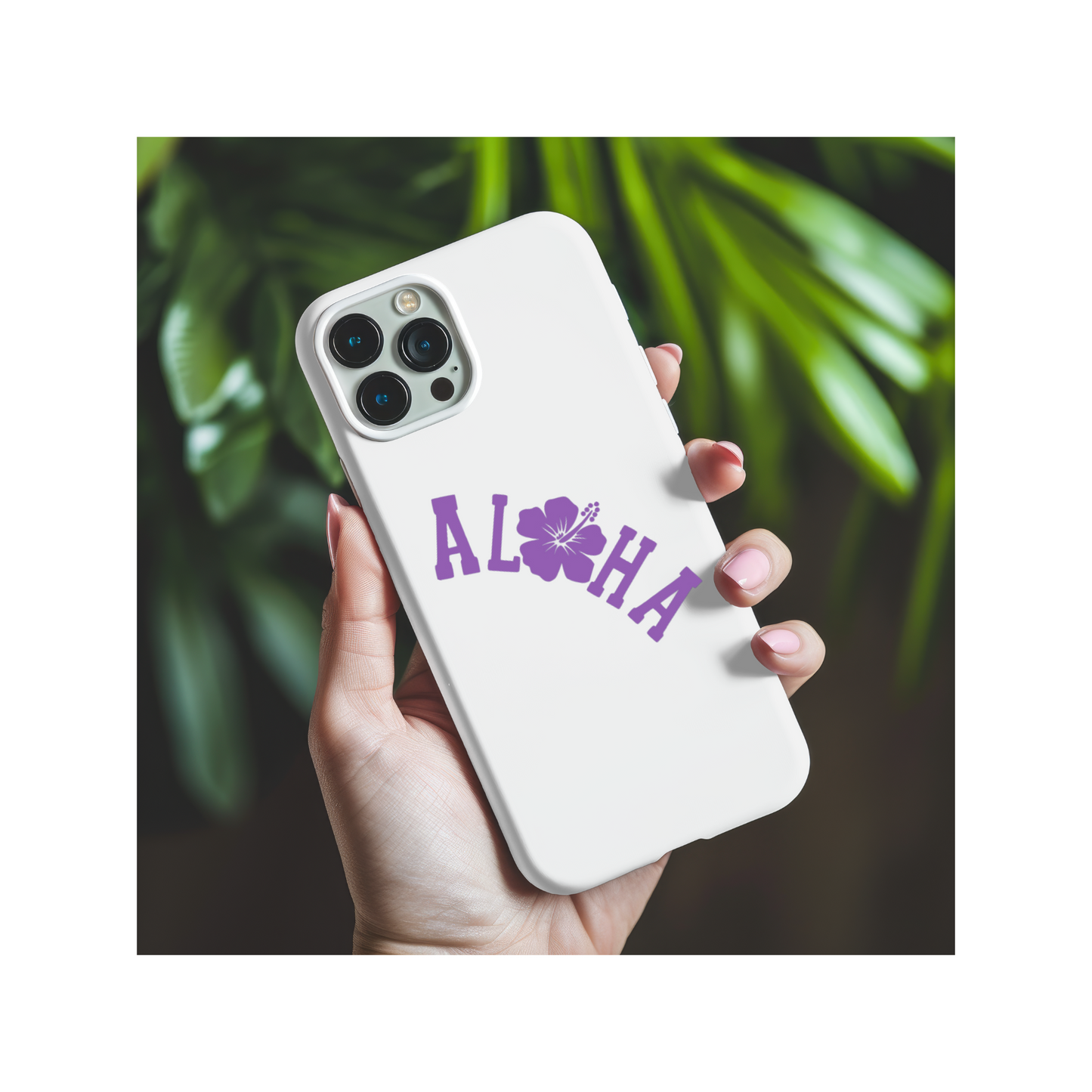 Aloha with Hibiscus Decal