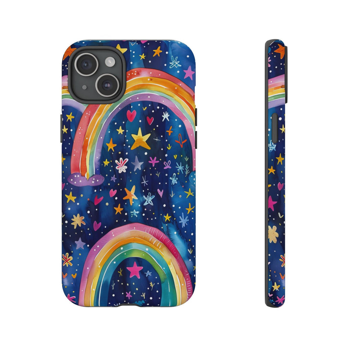 Colorful Rainbow Dreams - Psychedelic Stars Tough Phone Case for iPhone 16, 15, 14, 13, & 12 - Durable Protection