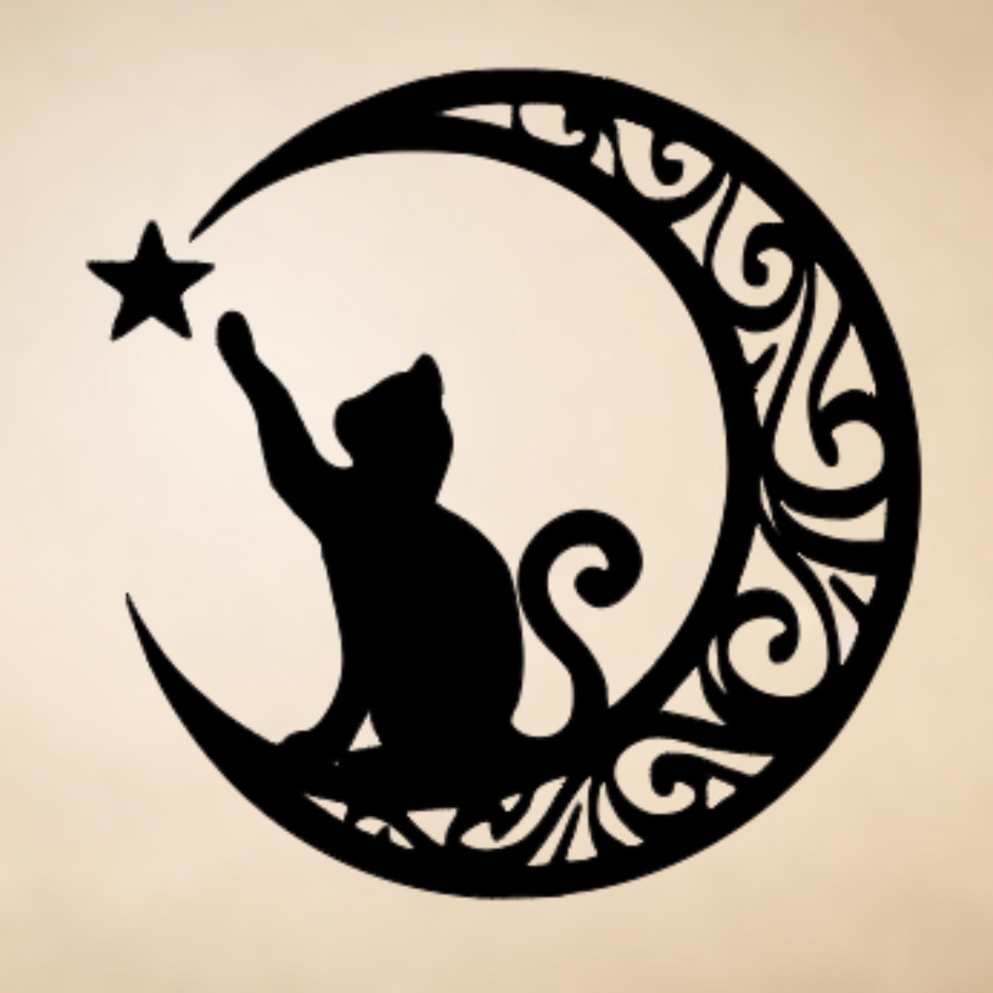 Mandala Cat On The Moon BOHO Silhouette - Vinyl Decal, Decal for Car Windows, Trucks, Laptop, Mugs, Notebook, Phones, Tumblers, Kindle
