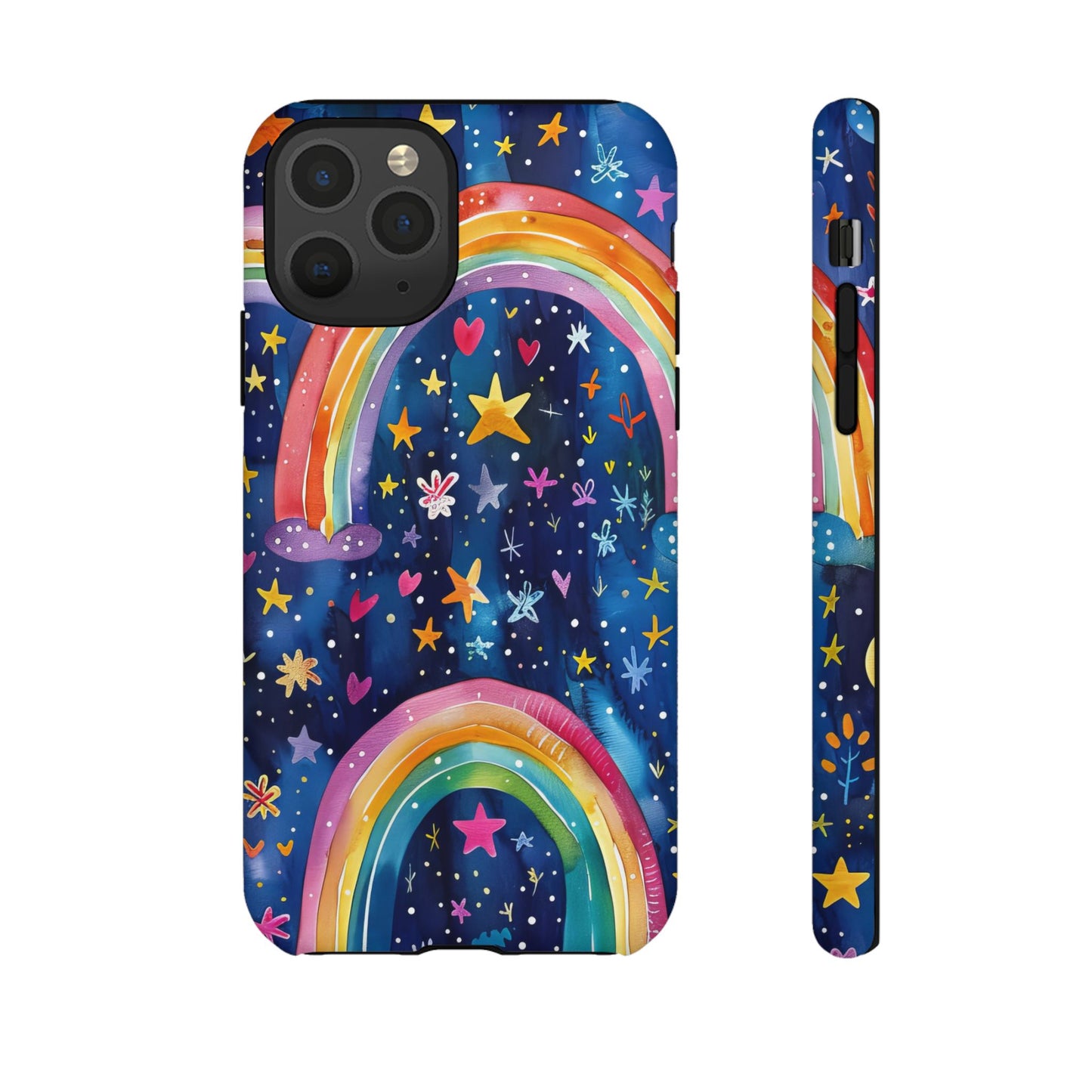 Colorful Rainbow Dreams - Psychedelic Stars Tough Phone Case for iPhone 16, 15, 14, 13, & 12 - Durable Protection