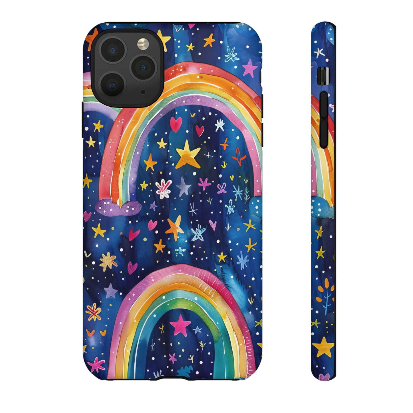 Colorful Rainbow Dreams - Psychedelic Stars Tough Phone Case for iPhone 16, 15, 14, 13, & 12 - Durable Protection