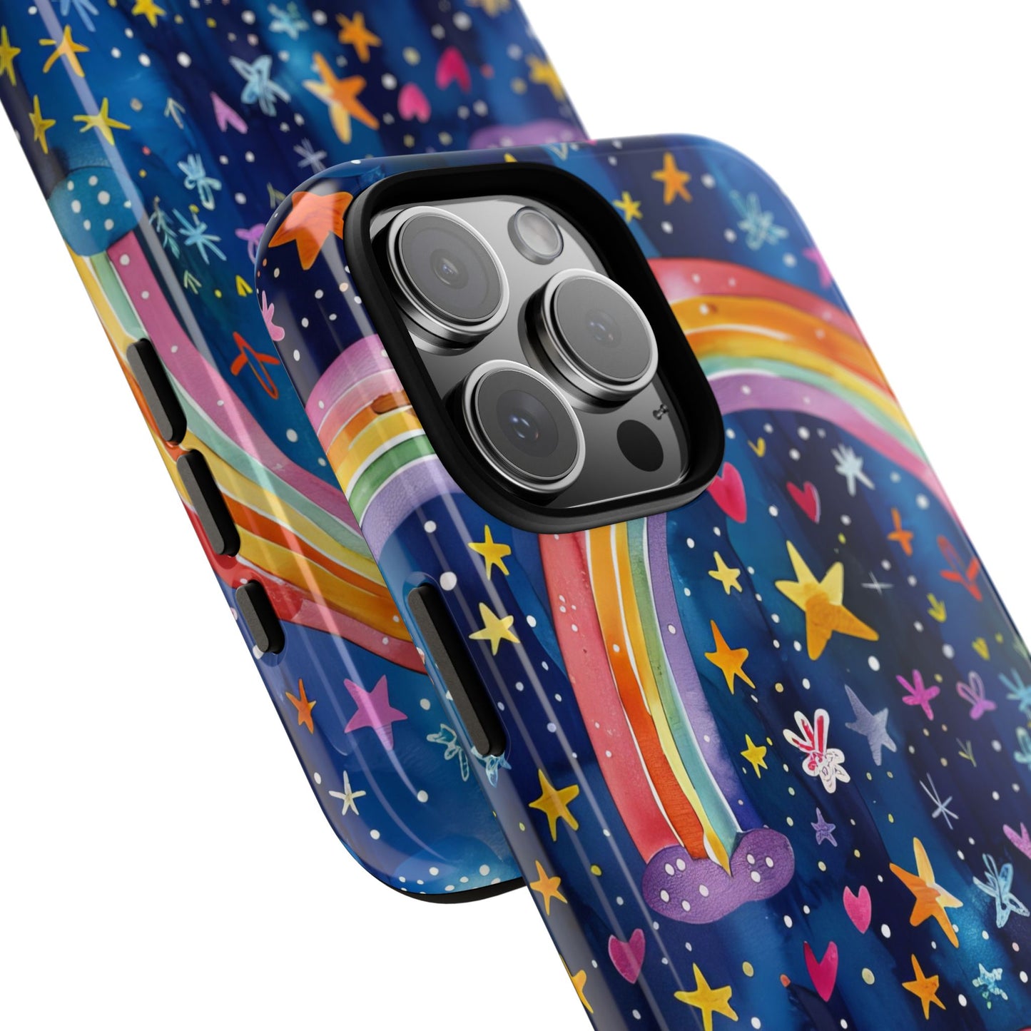Colorful Rainbow Dreams - Psychedelic Stars Tough Phone Case for iPhone 16, 15, 14, 13, & 12 - Durable Protection