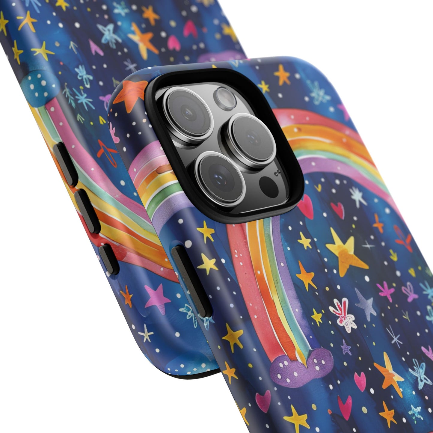 Colorful Rainbow Dreams - Psychedelic Stars Tough Phone Case for iPhone 16, 15, 14, 13, & 12 - Durable Protection