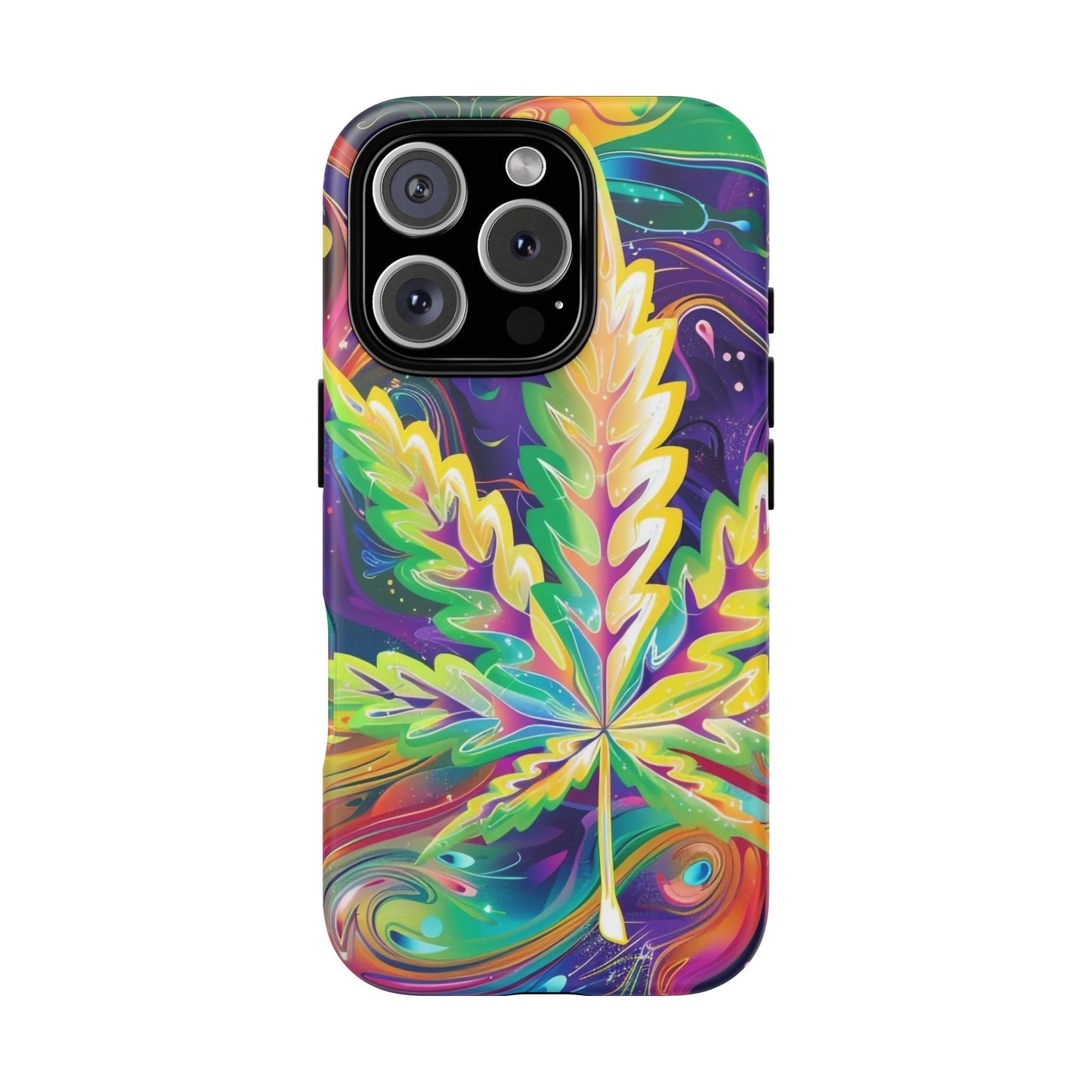Trippy Weed Tough Phone Case for iPhone 16, 15, 14, & 13 – Psychedelic Vibes & Durable Protection