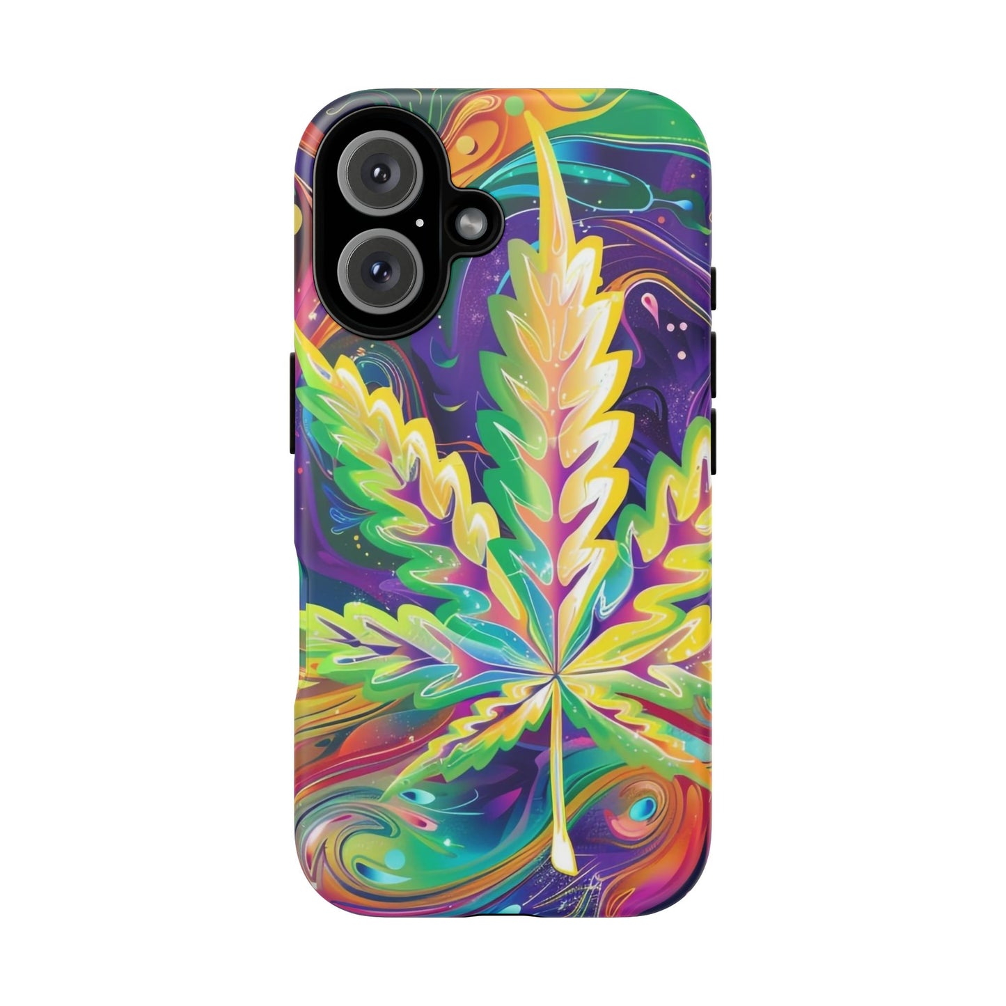 Trippy Weed Tough Phone Case for iPhone 16, 15, 14, & 13 – Psychedelic Vibes & Durable Protection