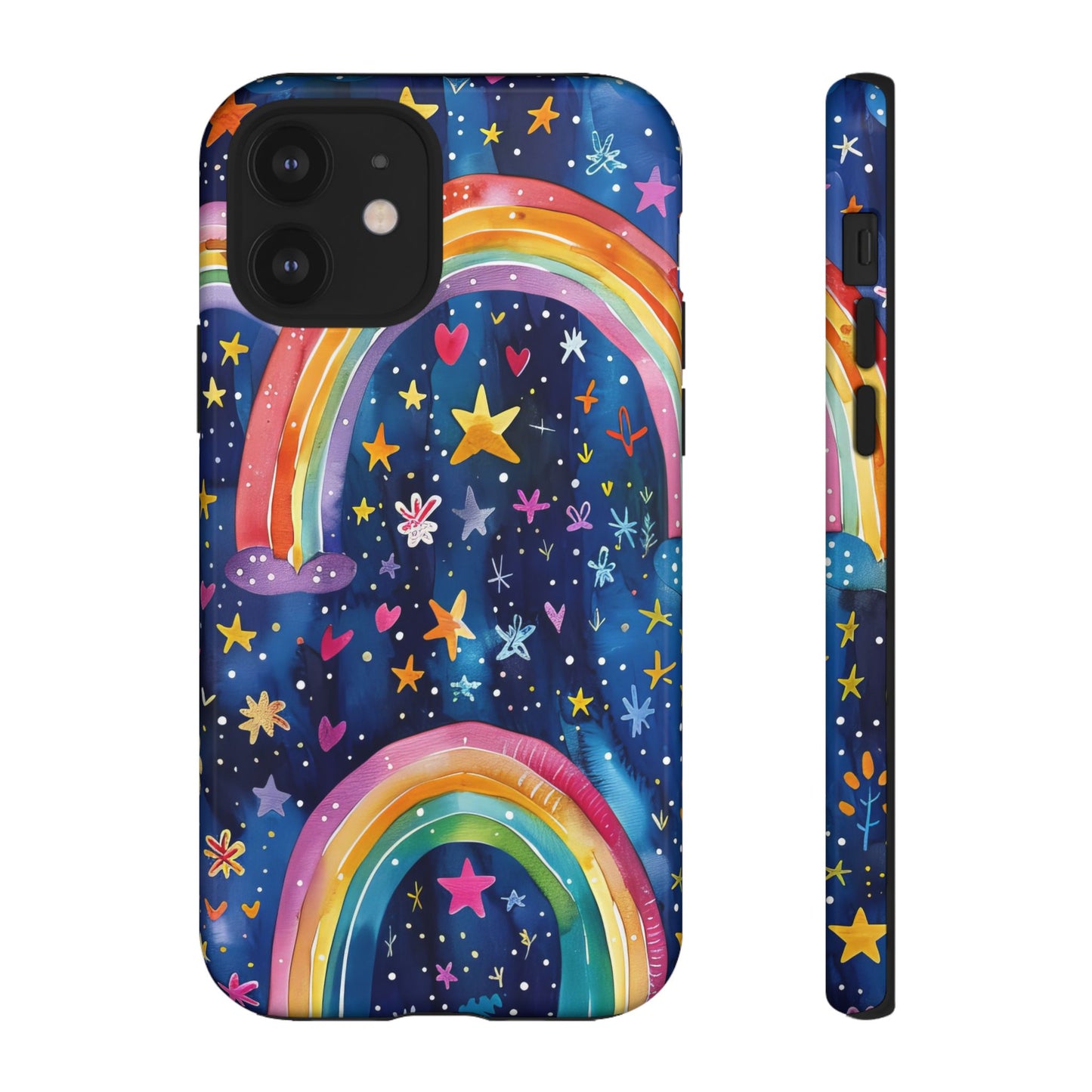Colorful Rainbow Dreams - Psychedelic Stars Tough Phone Case for iPhone 16, 15, 14, 13, & 12 - Durable Protection