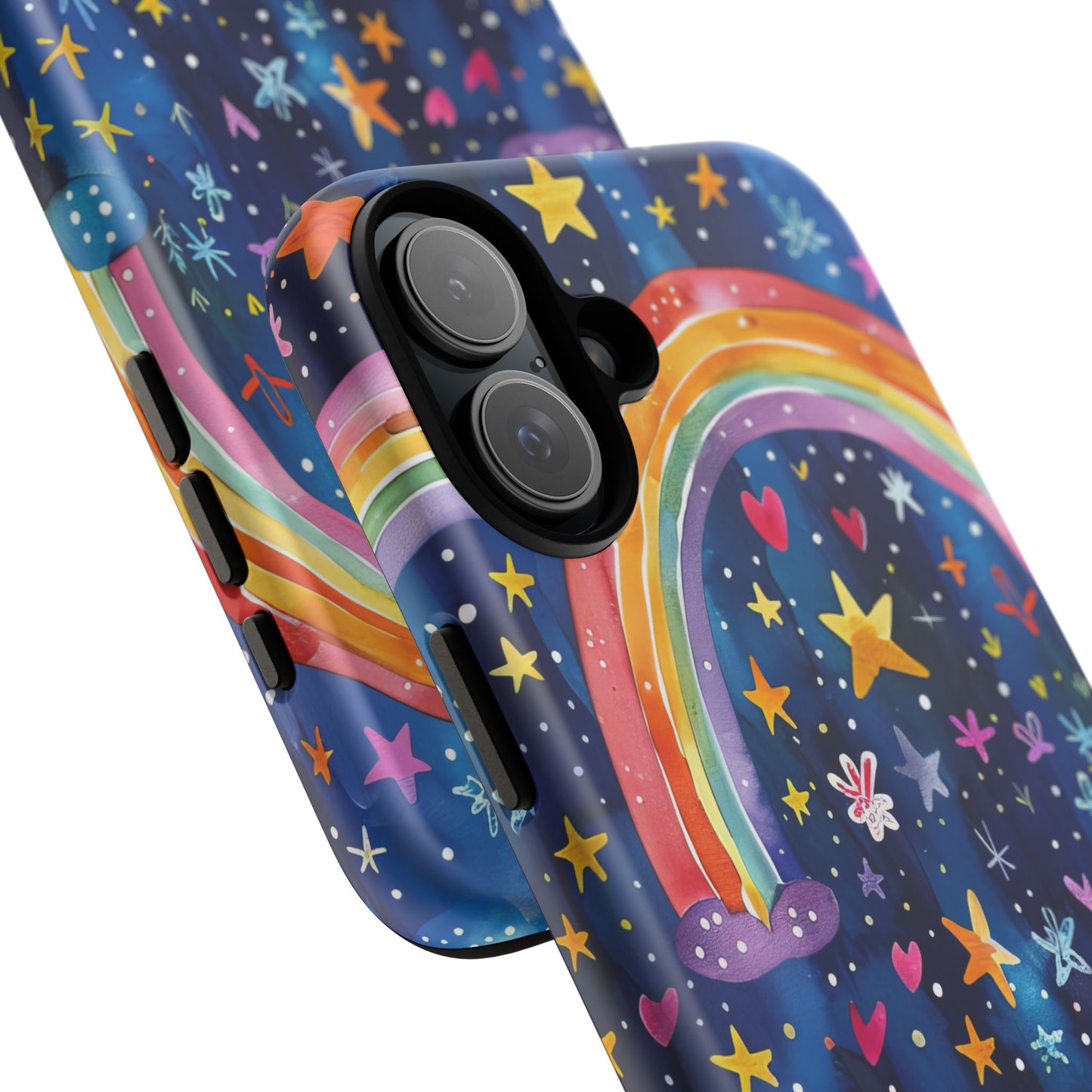 Colorful Rainbow Dreams - Psychedelic Stars Tough Phone Case for iPhone 16, 15, 14, 13, & 12 - Durable Protection