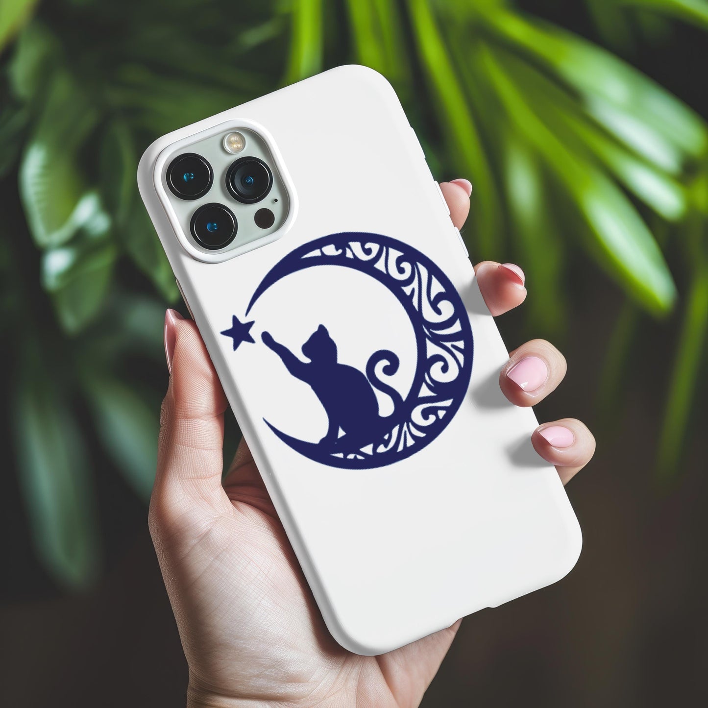 Mandala Cat On The Moon BOHO Silhouette - Vinyl Decal, Decal for Car Windows, Trucks, Laptop, Mugs, Notebook, Phones, Tumblers, Kindle