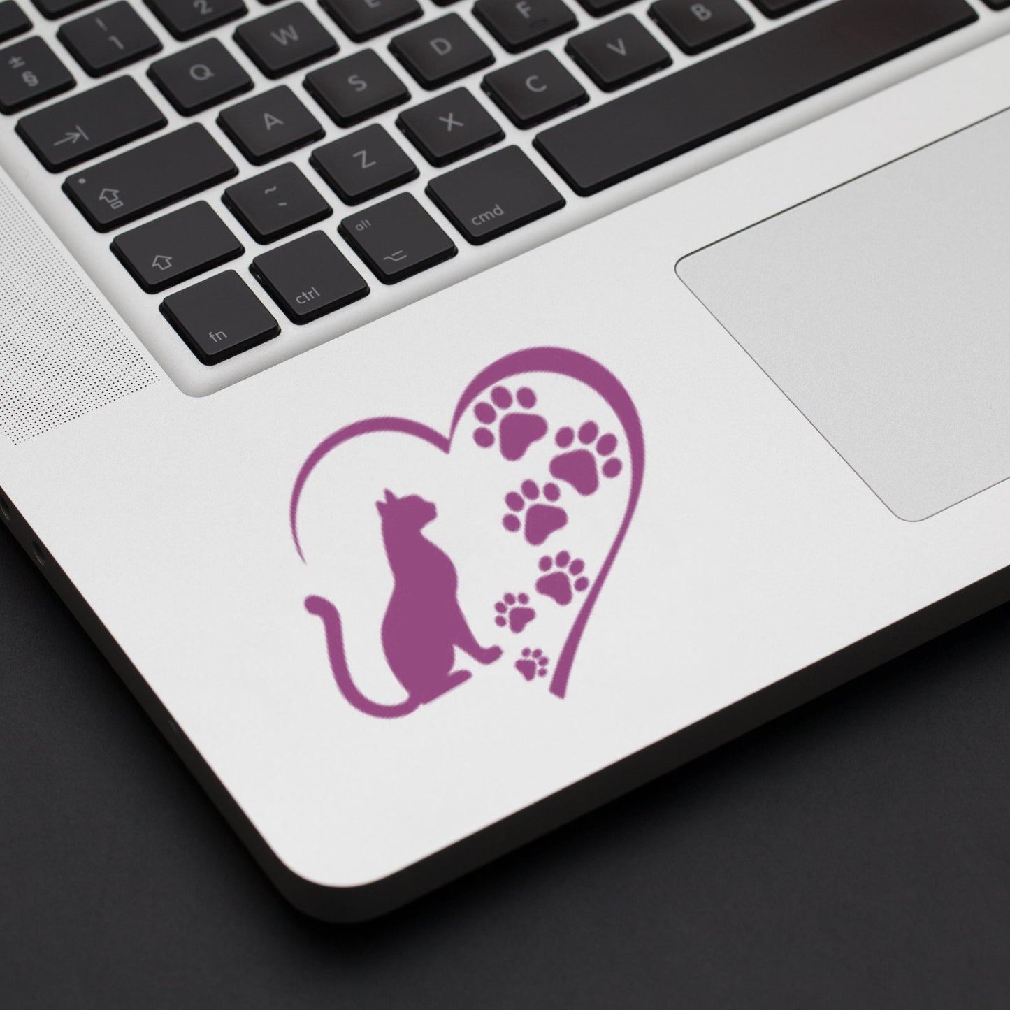 Cat in Heart with Paw Prints Vinyl Decal - Feline Decal, Decal for Car Windows, Trucks, Laptop, Mugs, Notebook, Phones, Tumblers, Kindle