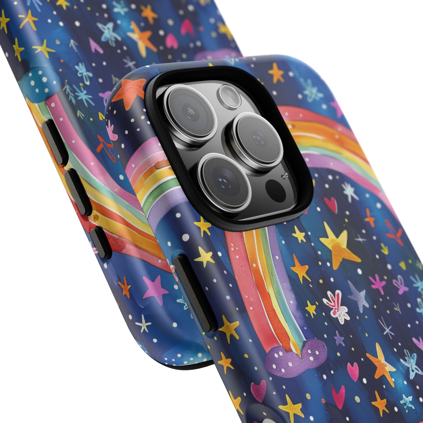Colorful Rainbow Dreams - Psychedelic Stars Tough Phone Case for iPhone 16, 15, 14, 13, & 12 - Durable Protection