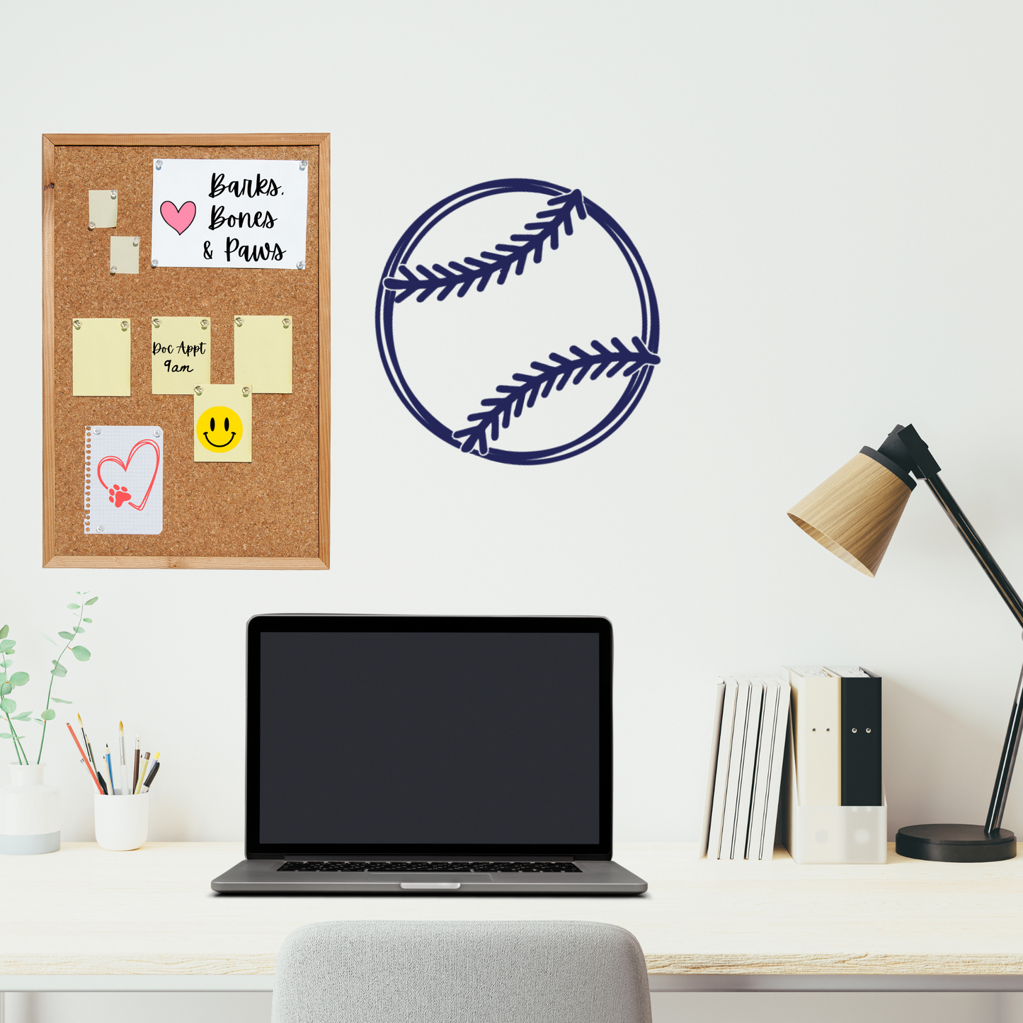 Minimalist Baseball Stitched Vinyl Decal