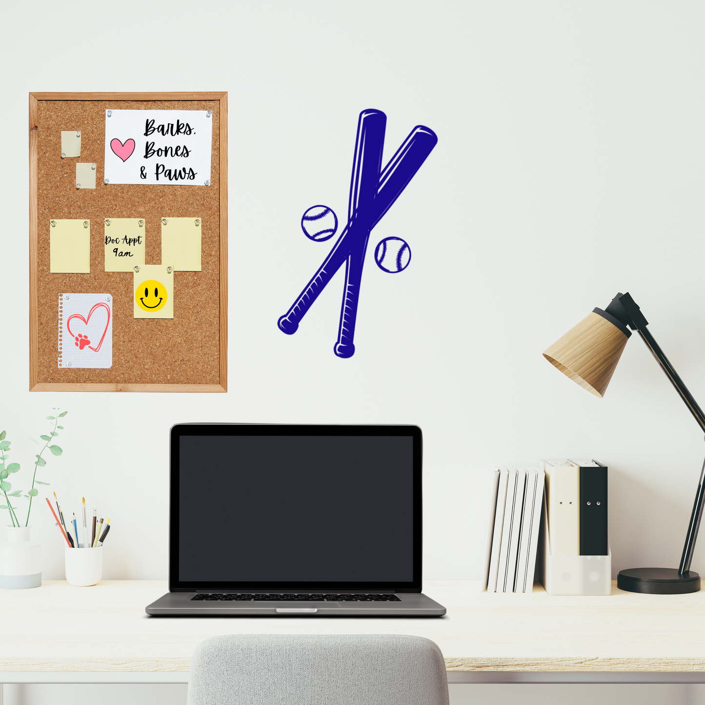 Crossed Baseball Bats with Balls Vinyl Decal
