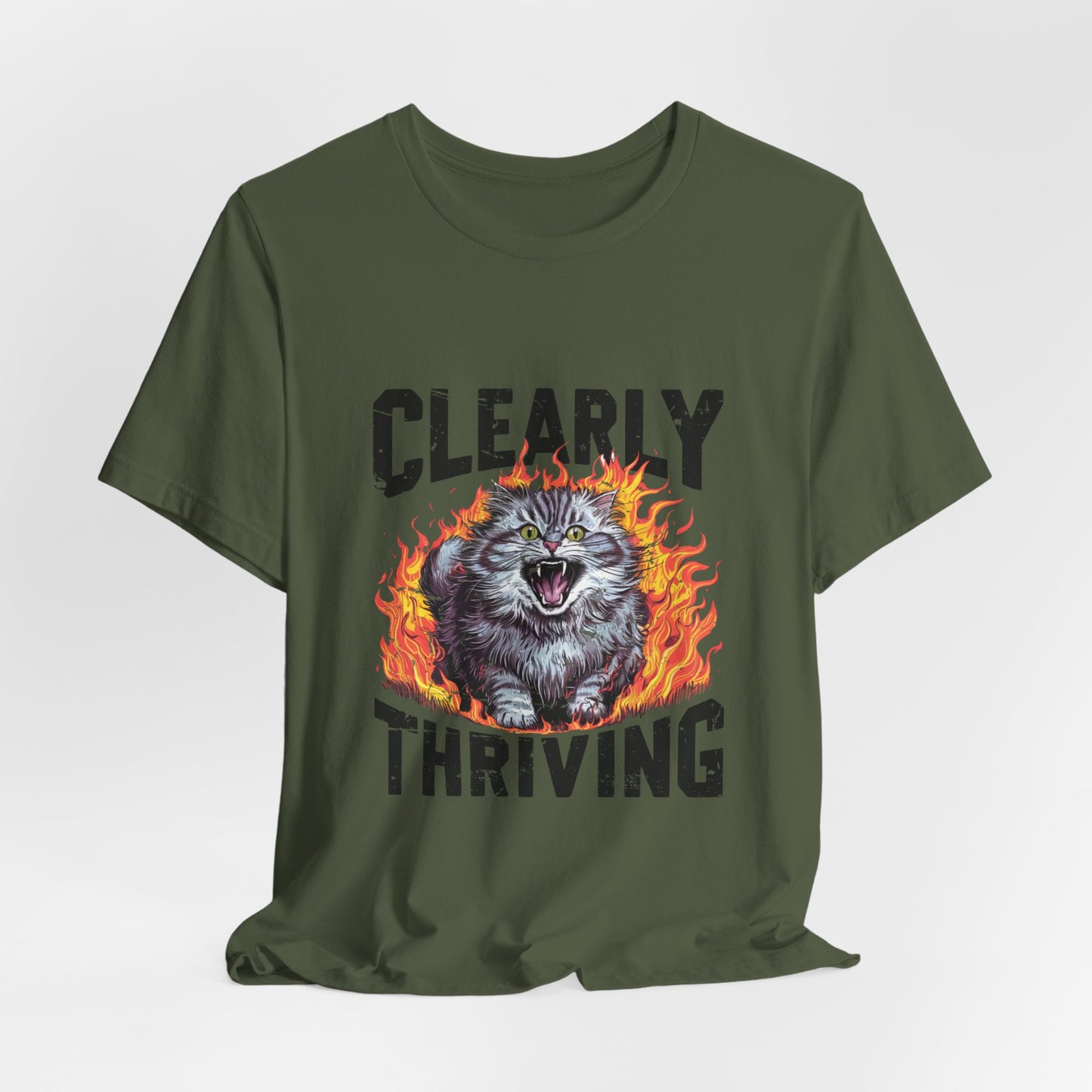 Clearly Thriving Cat Lover Tee, Funny Cat Shirt, Angry Cat T-shirt, Cat Lady Gift