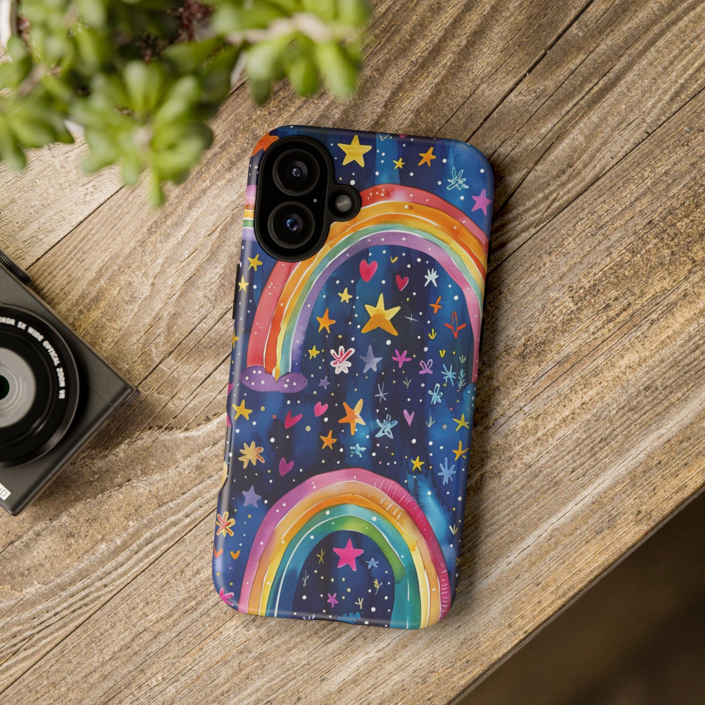 Colorful Rainbow Dreams - Psychedelic Stars Tough Phone Case for iPhone 16, 15, 14, 13, & 12 - Durable Protection