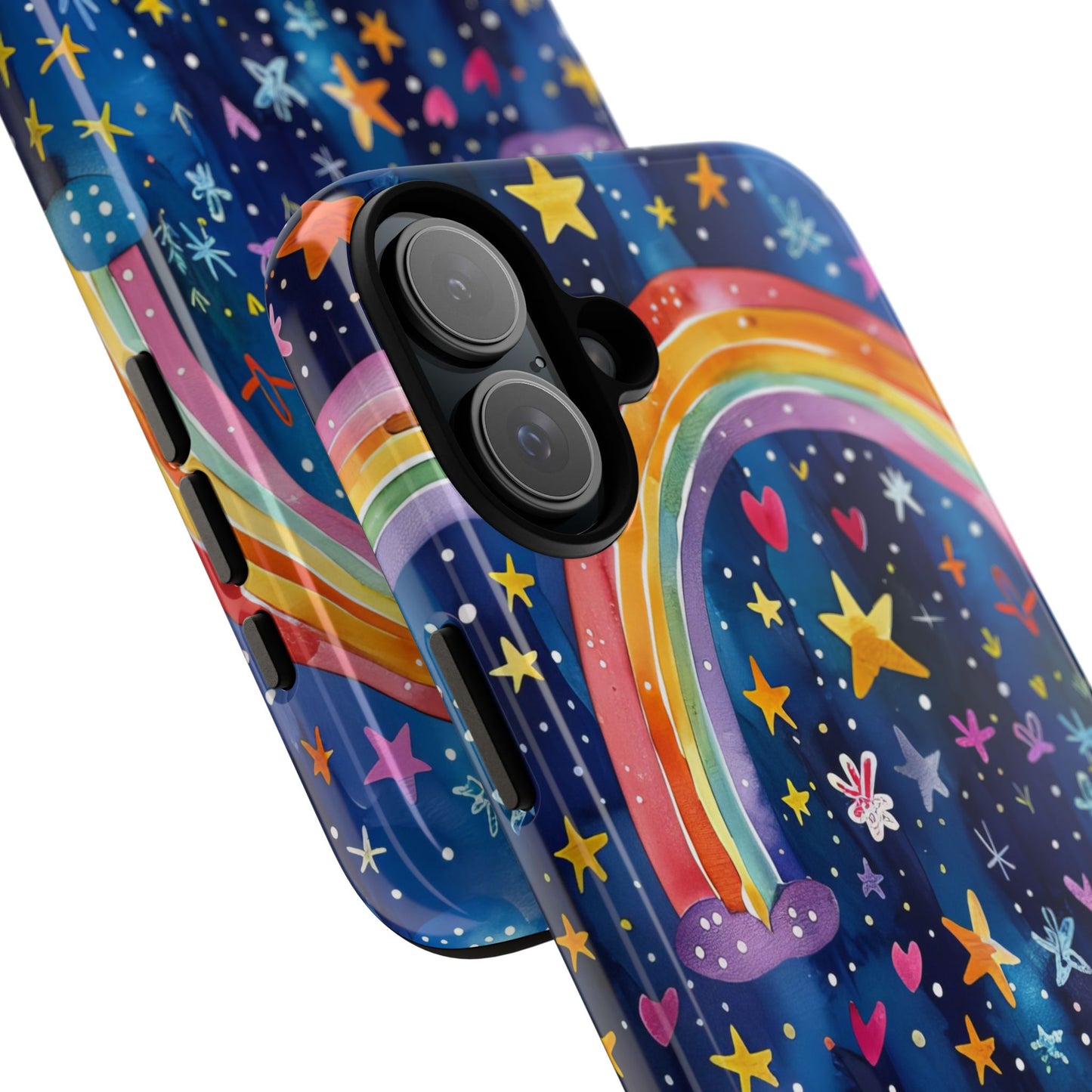 Colorful Rainbow Dreams - Psychedelic Stars Tough Phone Case for iPhone 16, 15, 14, 13, & 12 - Durable Protection