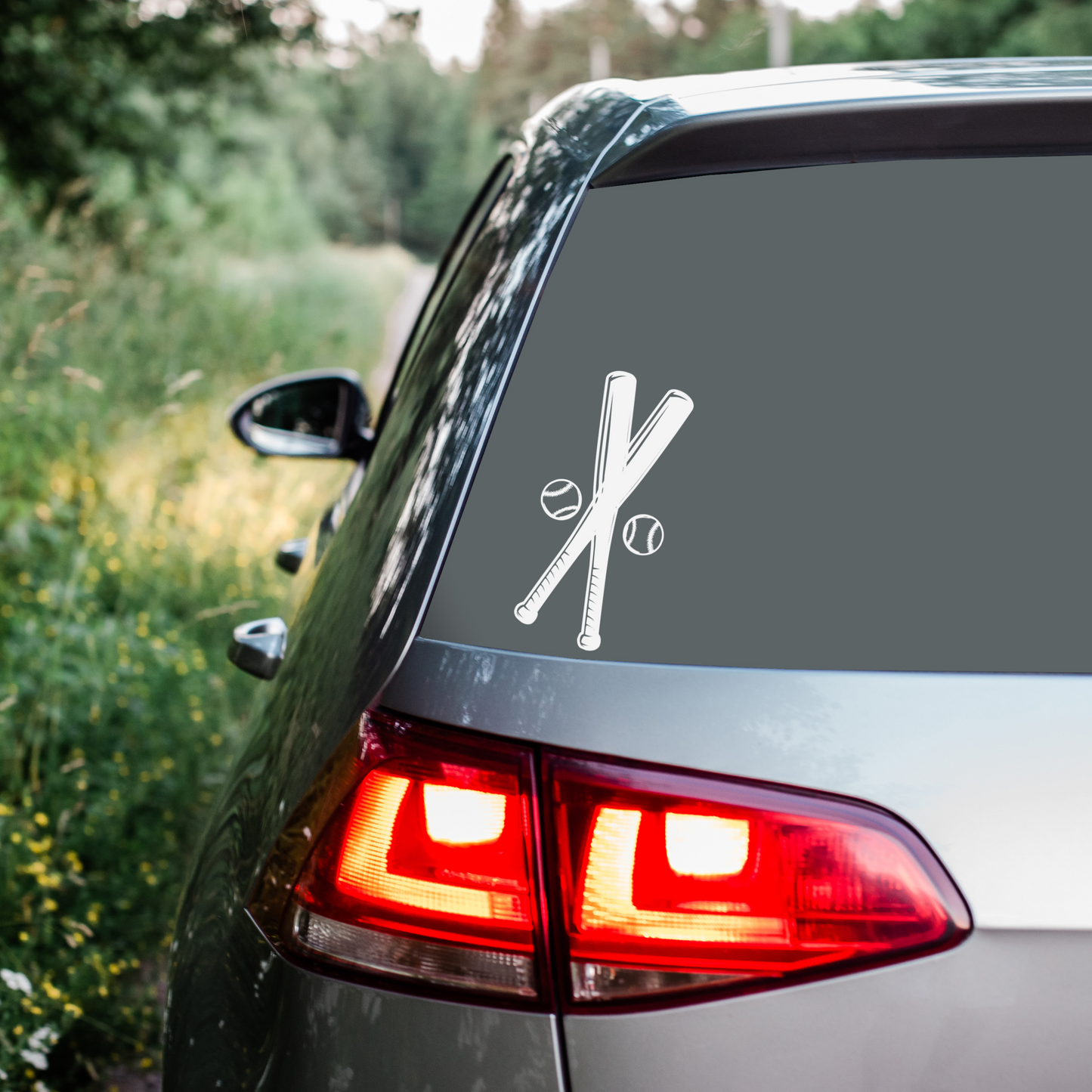 Crossed Baseball Bats with Balls Vinyl Decal