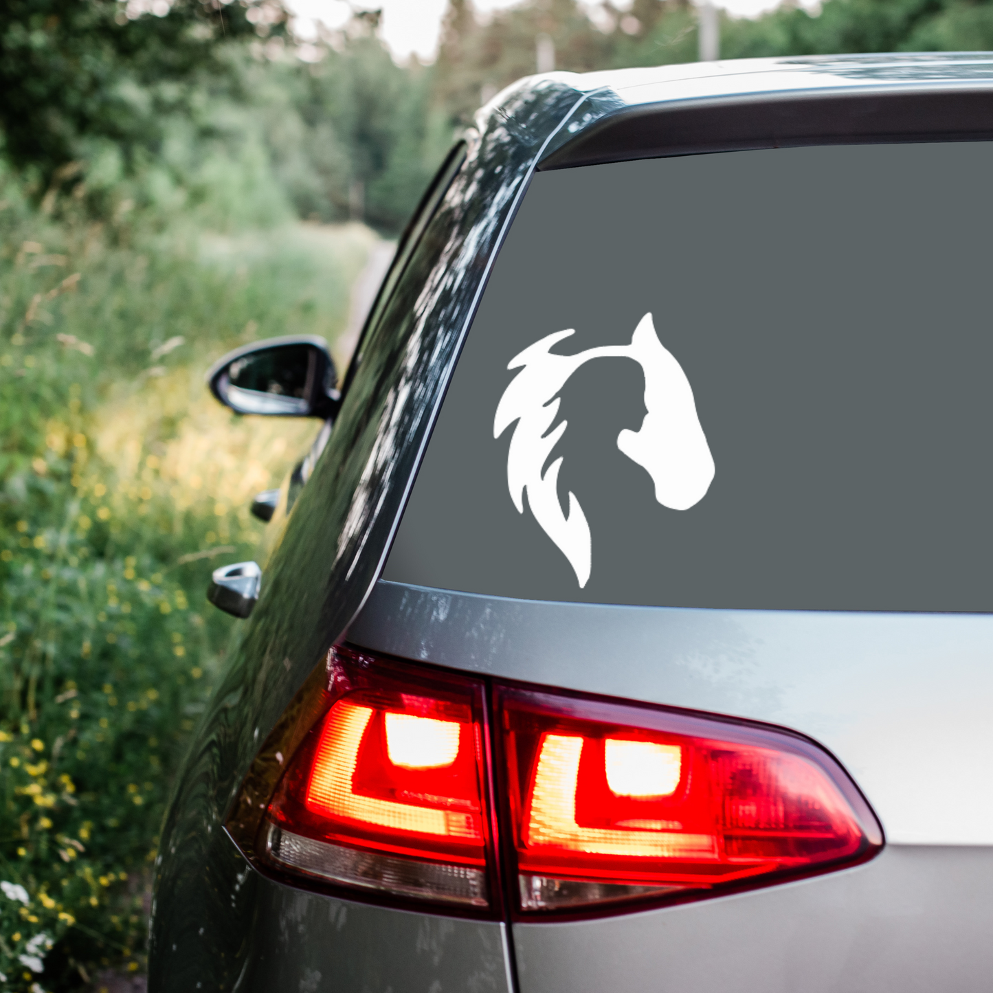 Horse & Woman Dual Silhouette Vinyl Decal