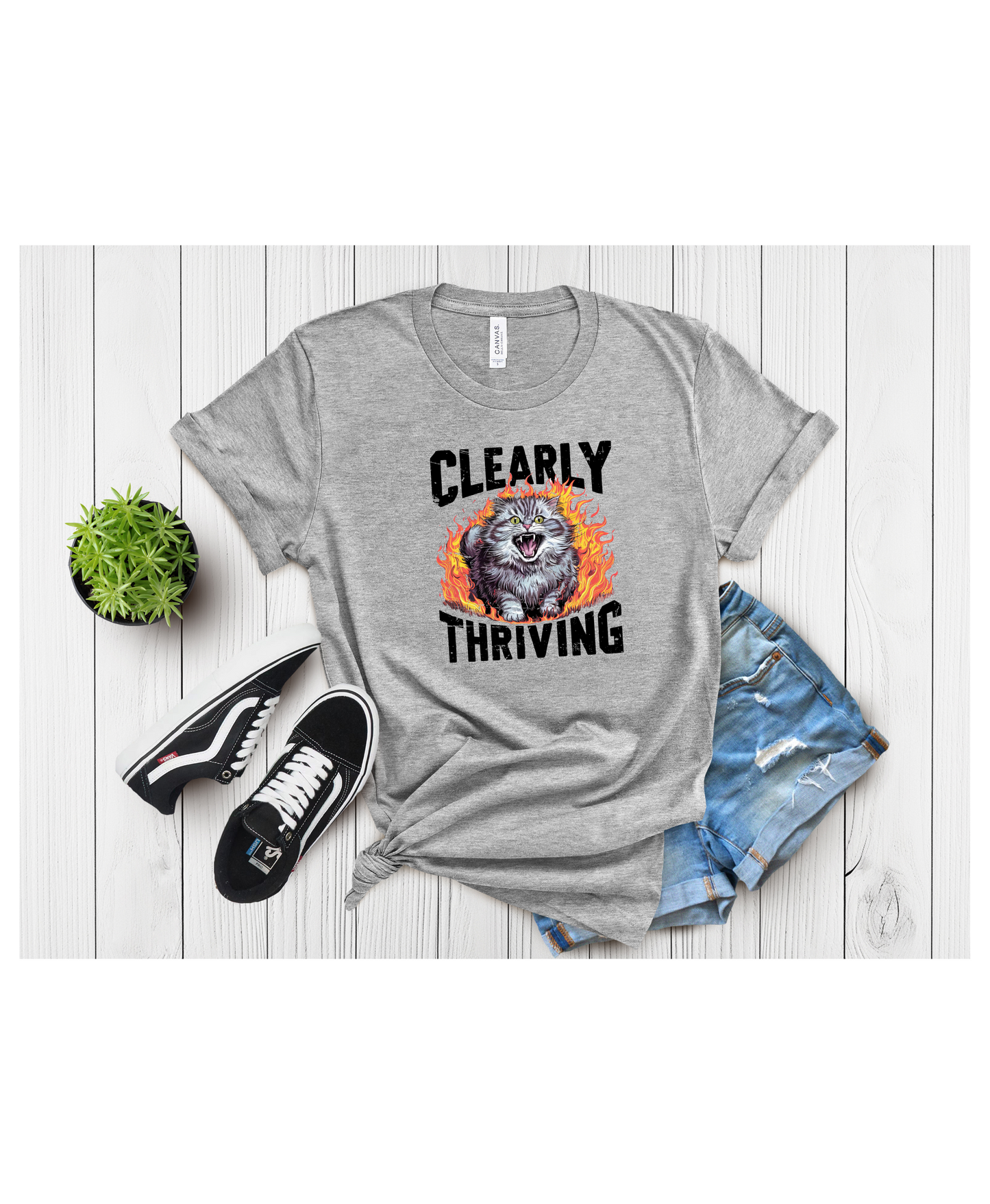 Clearly Thriving Cat Lover Tee, Funny Cat Shirt, Angry Cat T-shirt, Cat Lady Gift