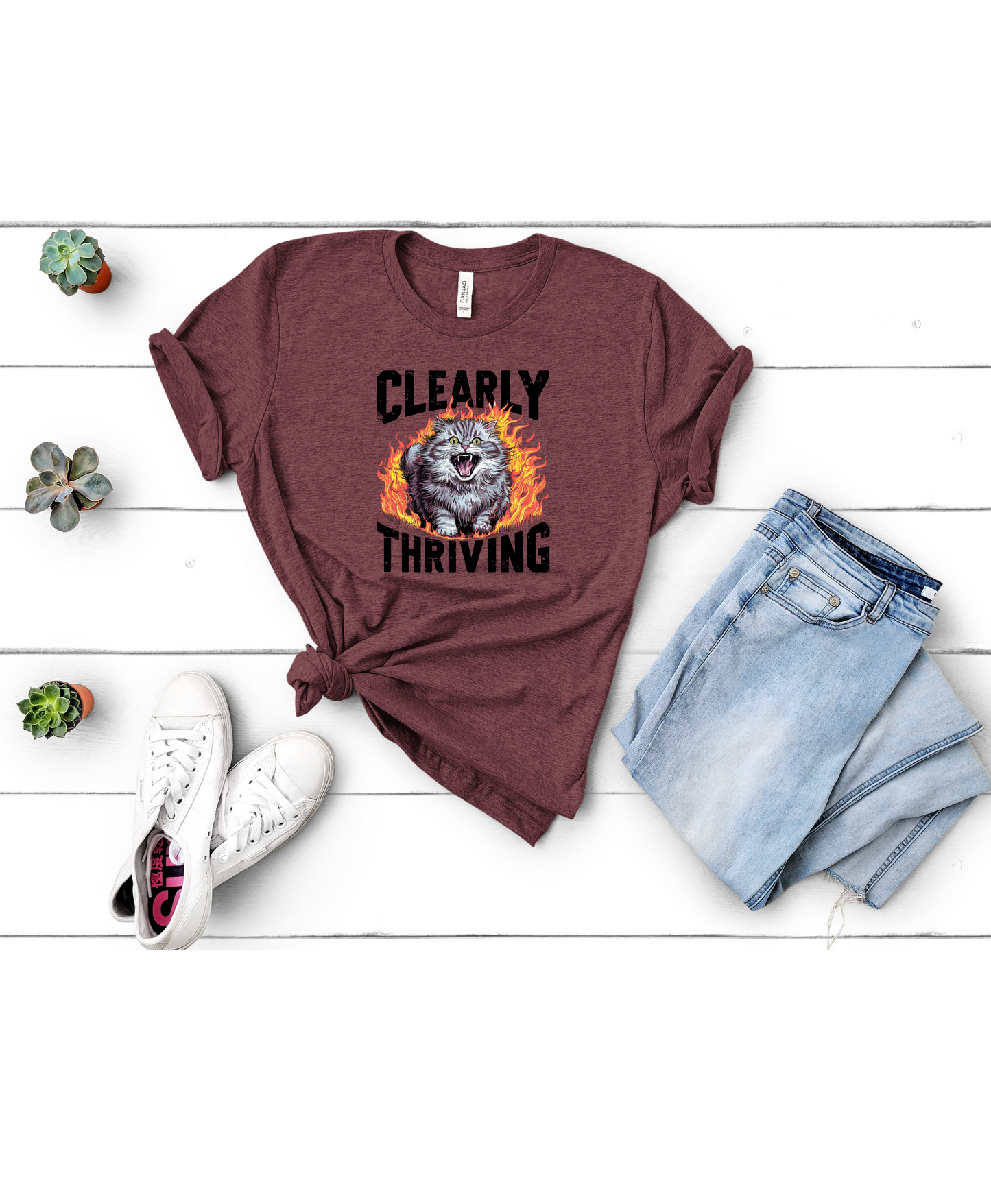 Clearly Thriving Cat Lover Tee, Funny Cat Shirt, Angry Cat T-shirt, Cat Lady Gift