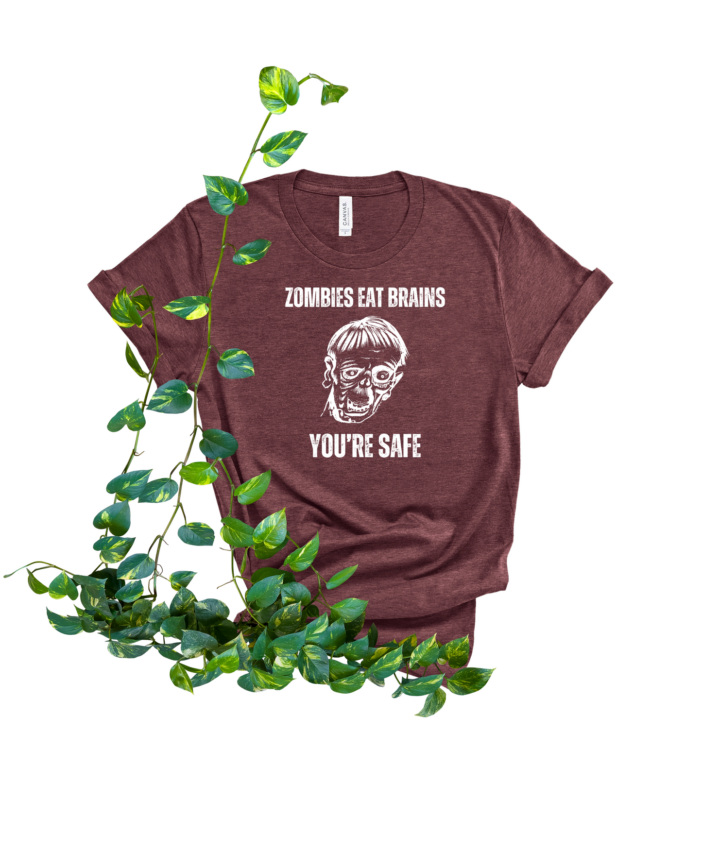 Zombies Eat Brains, You're Safe Sarcastic Halloween Tee, Funny Unisex T-Shirt