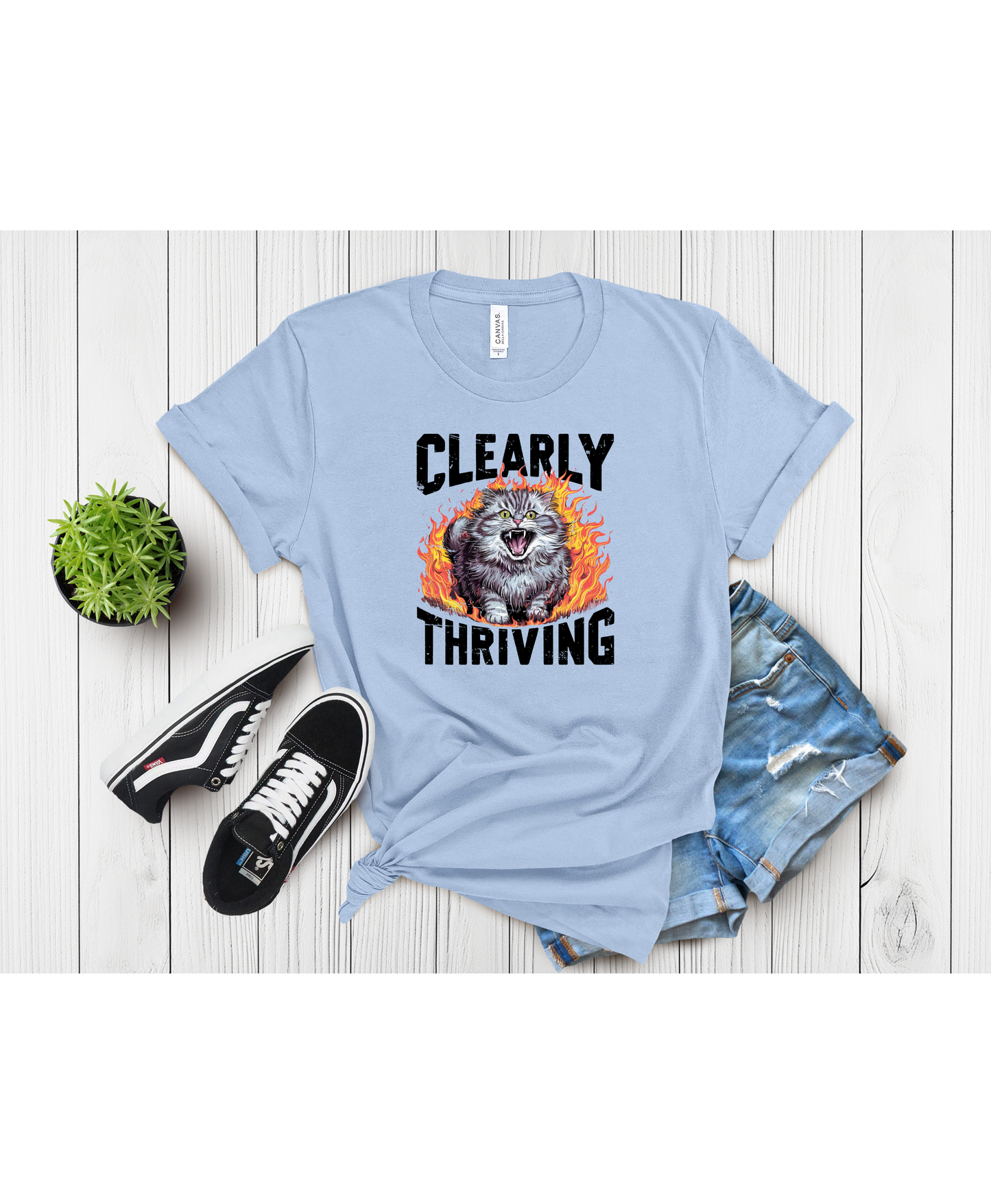 Clearly Thriving Cat Lover Tee, Funny Cat Shirt, Angry Cat T-shirt, Cat Lady Gift