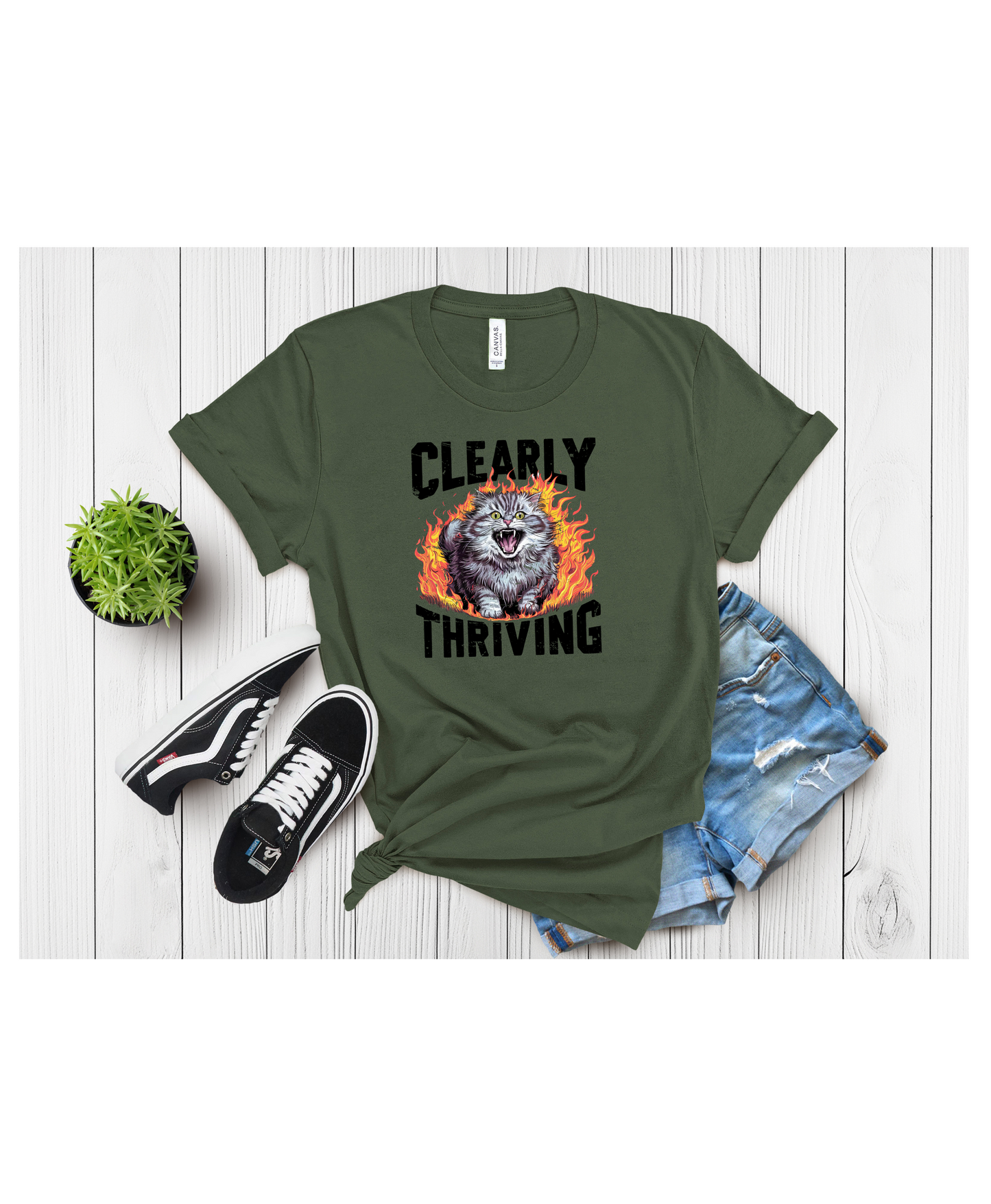 Clearly Thriving Cat Lover Tee, Funny Cat Shirt, Angry Cat T-shirt, Cat Lady Gift
