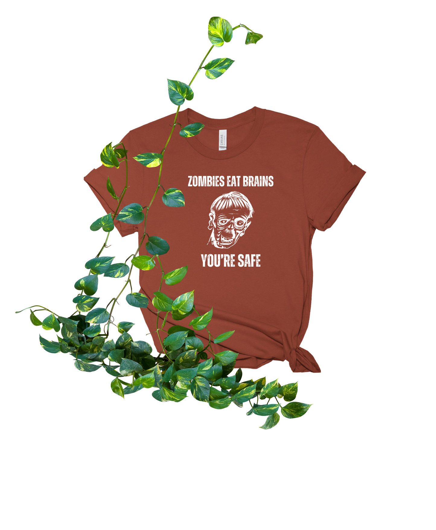 Zombies Eat Brains, You're Safe Sarcastic Halloween Tee, Funny Unisex T-Shirt