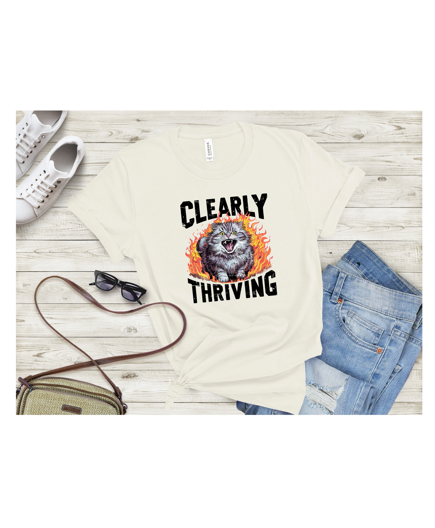 Clearly Thriving Cat Lover Tee, Funny Cat Shirt, Angry Cat T-shirt, Cat Lady Gift